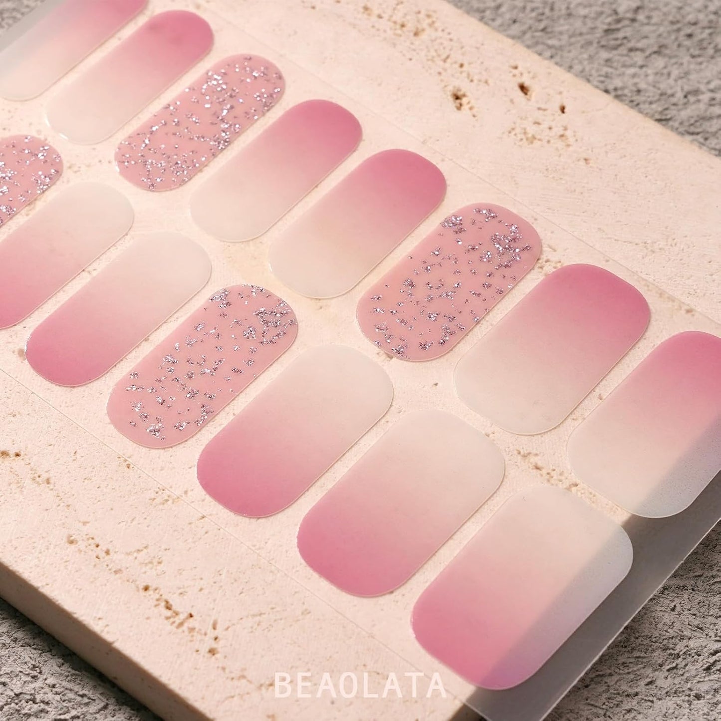 Nail Polish Strips, 32PCS Salon Quality Wraps, Long Lasting Gel Nail Stickers for Women Easy Apply& Remove (Cosmic Mist Pink)