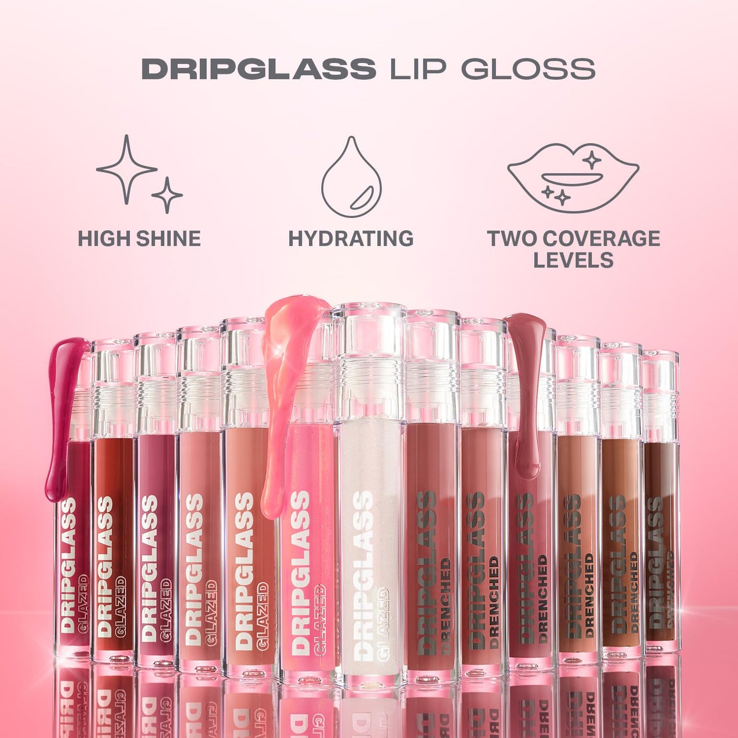 MORPHE Dripglass High Shine Lip Gloss - Glazed, Semi-Sheer & Nourishing Lip Makeup - Buildable Formula Infused with Plant-Derived Squalane & Vitamin E - Pink Mirror (0.13 oz)