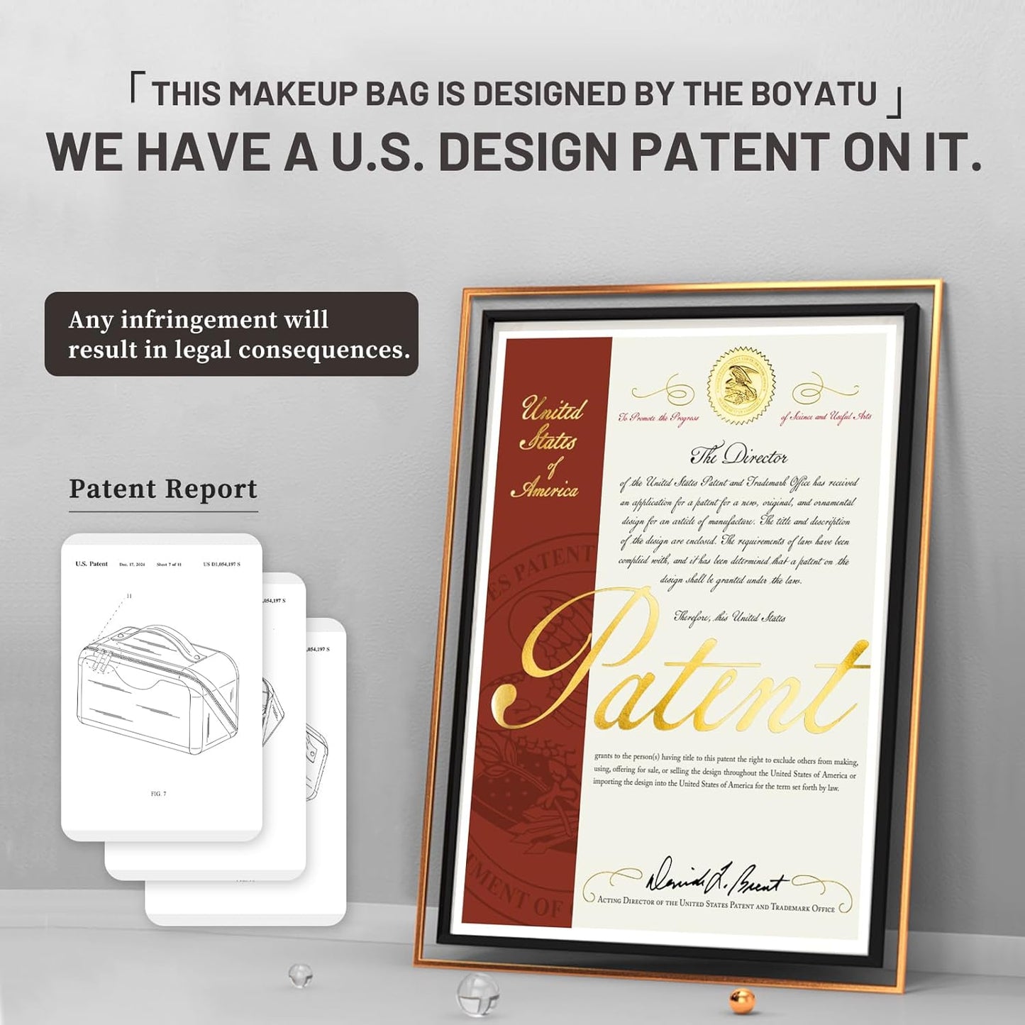 BOYATU Travel Makeup Bags Cosmetic Organizer Bag: 3-Set Large Capacity Make up Bag - PU Leather Toiletry Bags for Women - Wide Open Portable Pouch with Divider & Handle (02-Dark Blue)