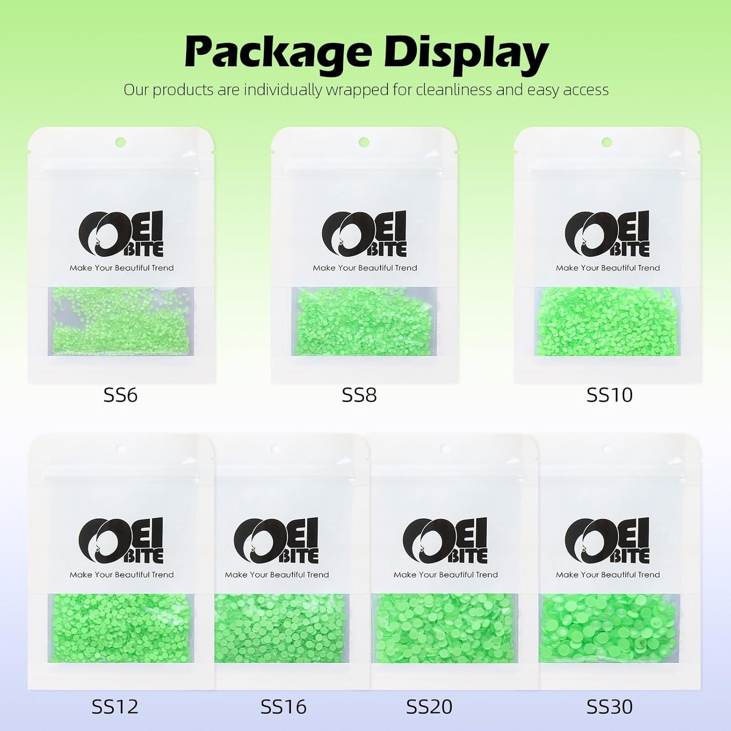 Mocha Lt.Green Flatback Rhinestones, Glass Rhinestones for Nail Art and Craft, Glue Fix, Loose Crystal Gemstones(Mocha Lt.Green, SS8, 1440pcs, 2.3-2.5mm)