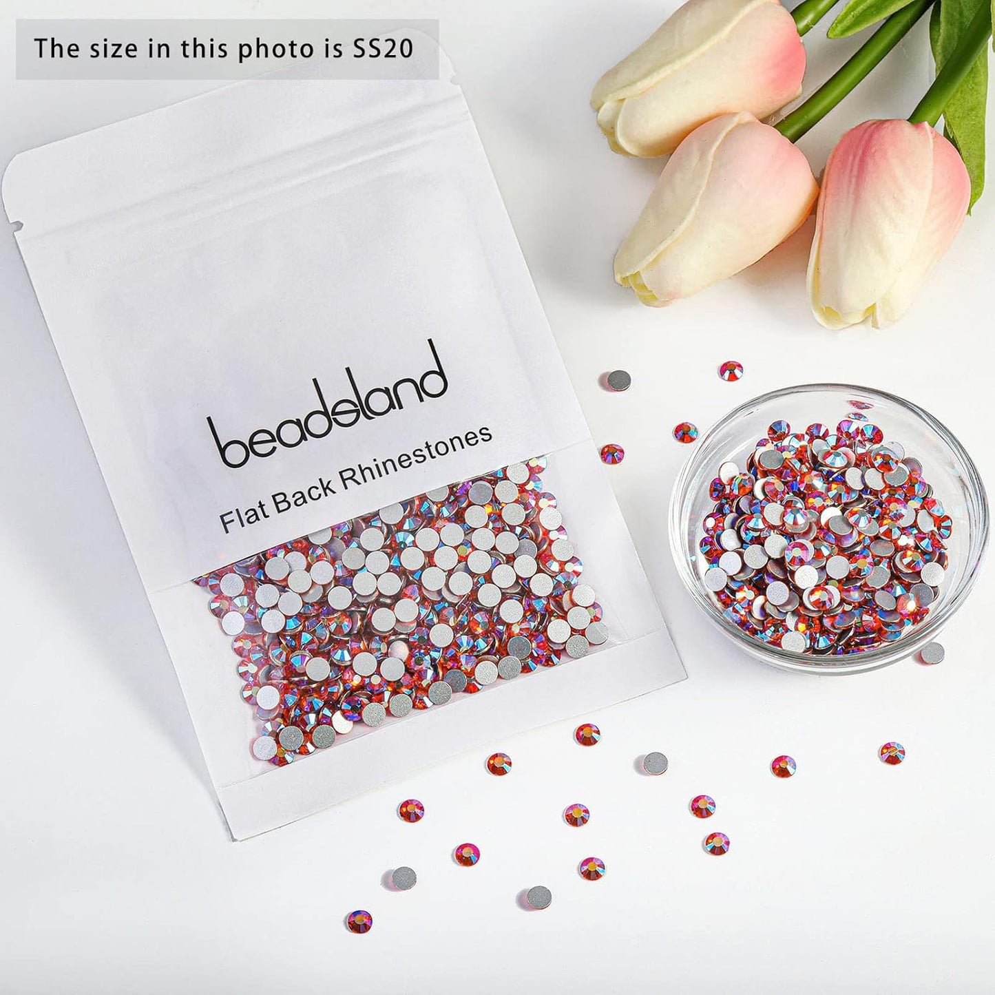 Beadsland 1440 Pieces Flat Back Crystal Rhinestones Round Gems,Hyacinth AB,SS20,4.6-4.8mm