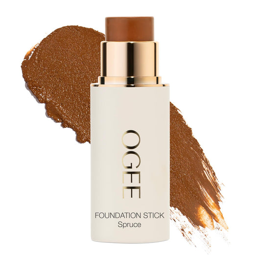Ogee Sculpted Complexion Foundation Stick (Spruce 12.75N - Deep, Bronze Undertones) Full Coverage Foundation Makeup - Instantly Balance & Even Complexion - 70% Organic Ingredients
