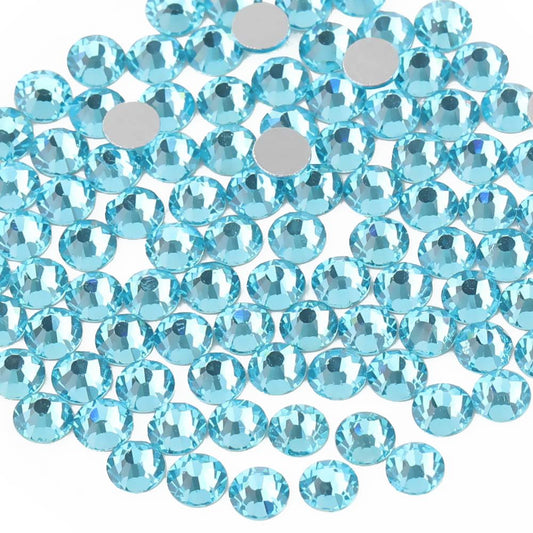 beadsland Flat Back Crystal Rhinestones Round Gems, Aquamarine (1.3-1.4mm) SS3/1440pcs