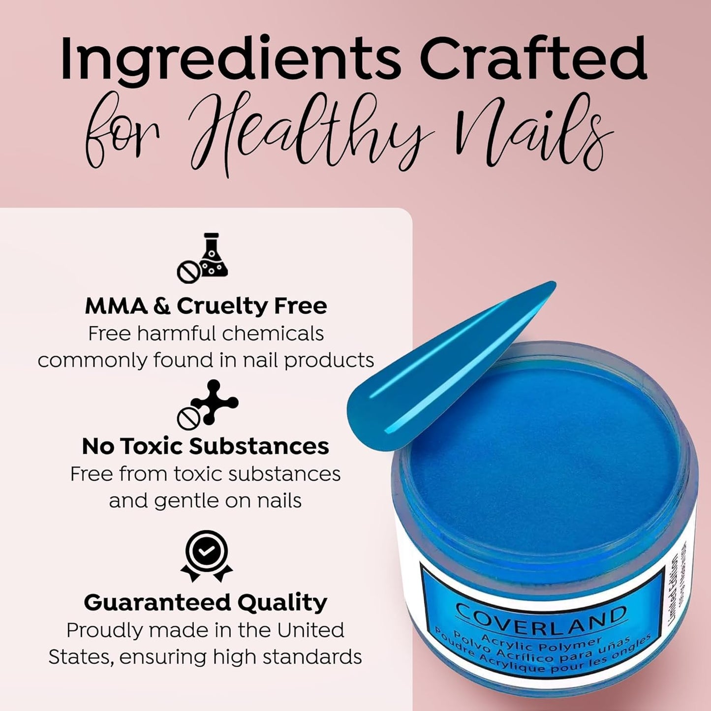 Tones Coverland Acrylic Nail Powder "Sure, Ken" - Limited Edition Acrylic Powder for Nail Design, Sculpting, and Masking Nail Bed Imperfections - Professional Acrylic Nail Supplies - (1.5 Oz)