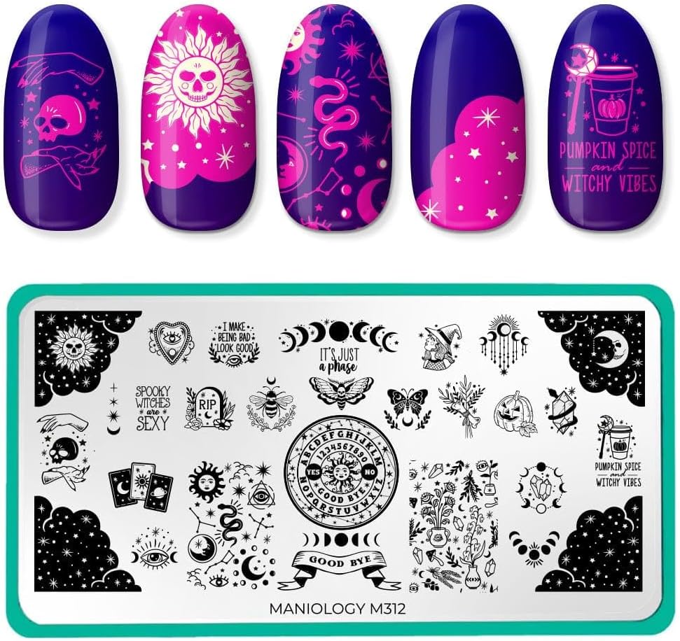 Maniology Shadowy Halloween Nail Stamping Plates, Creepy Cute Spooky Nail Art Designs