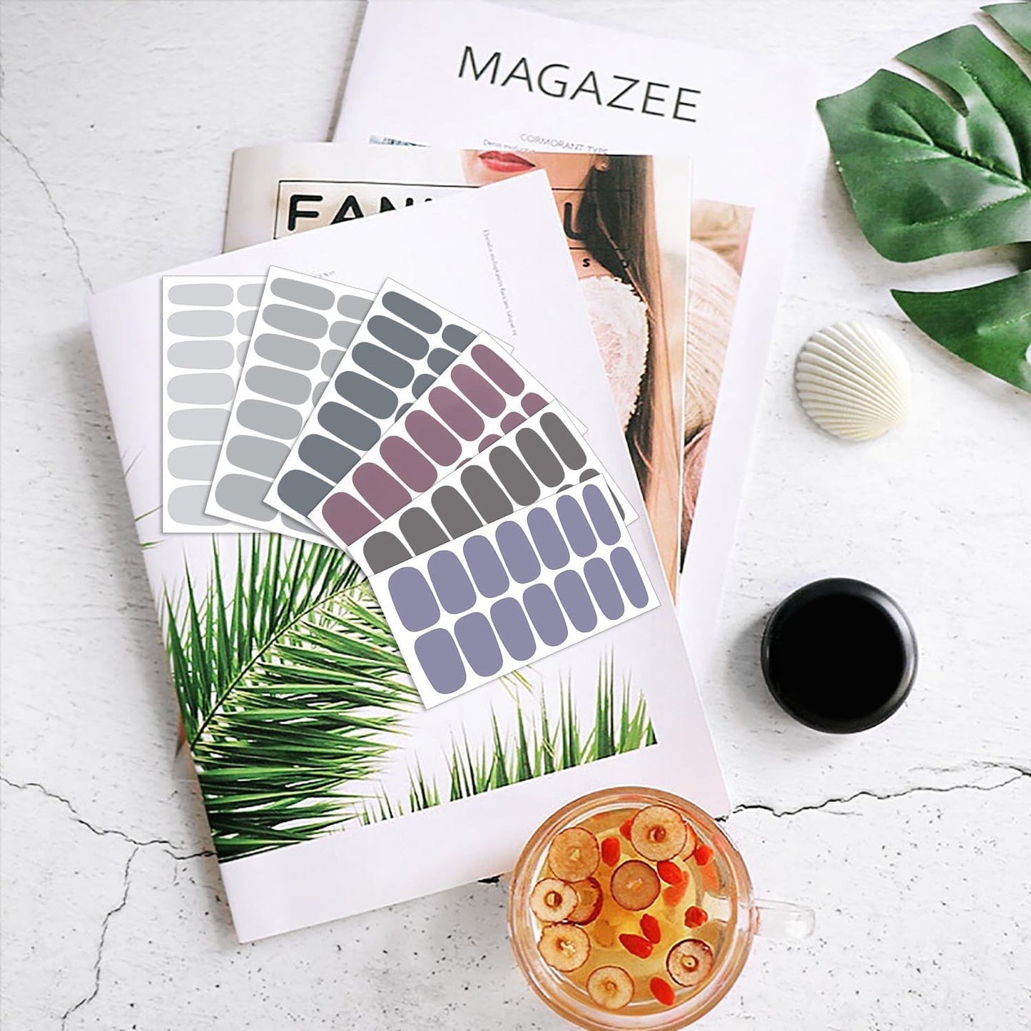 DANNEASY 16 Sheets Nail Wraps for Women Nail Polish Strips Solid Color Self Adhesive Sticker Nails Acrylic Nail Art Accessories with 1pc File, Cuticle Stick (Pink Red)