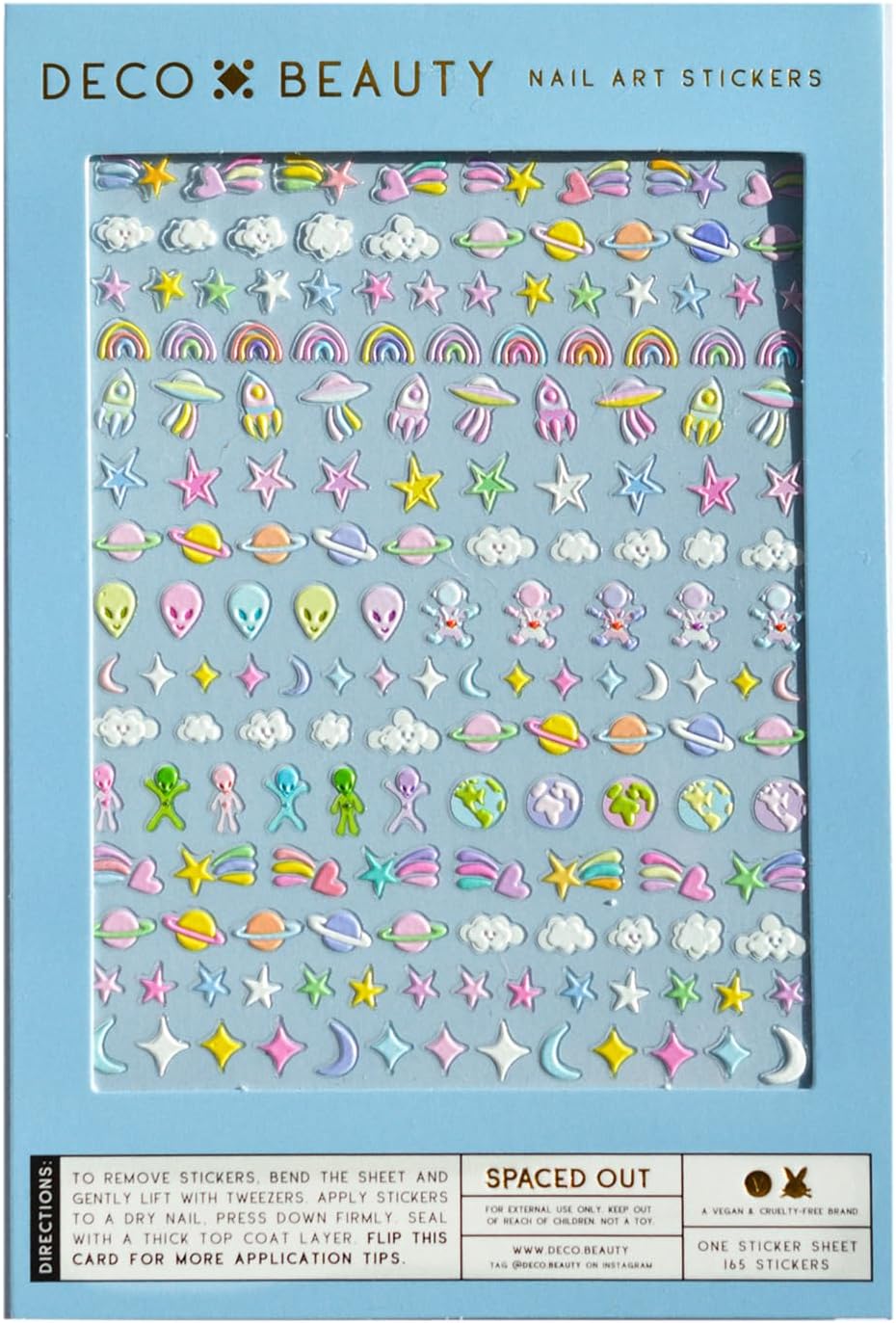 Spaced Out Nail Stickers - Lightweight & Easy-to-Apply Nail Art with Cute & Trendy Designs - Durable & Long-Lasting Nail Stickers for Women, Ideal for DIY Manicures