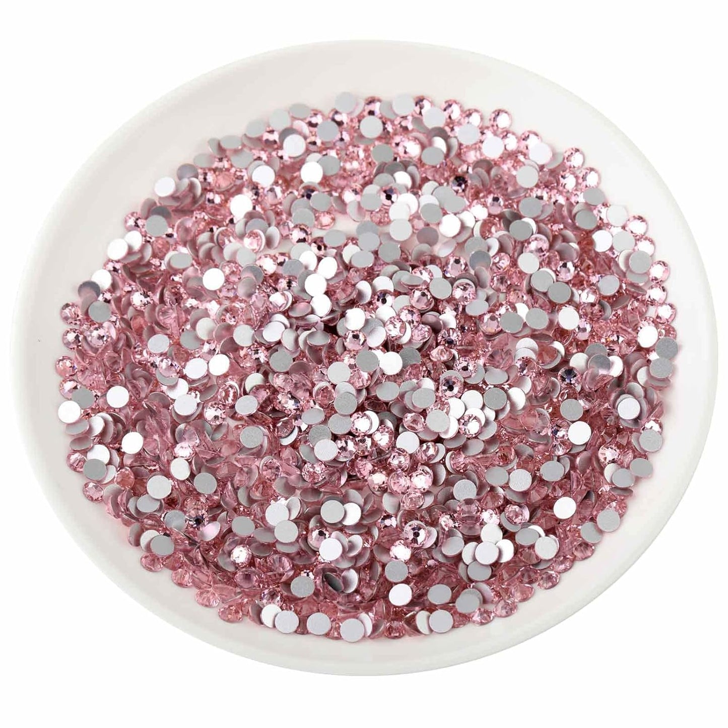 Beadsland 144pcs Flat Back Crystal Rhinestones Round Gems for Nail Art and Craft Glue Fix, Light Pink, SS40, 8.4-8.7mm