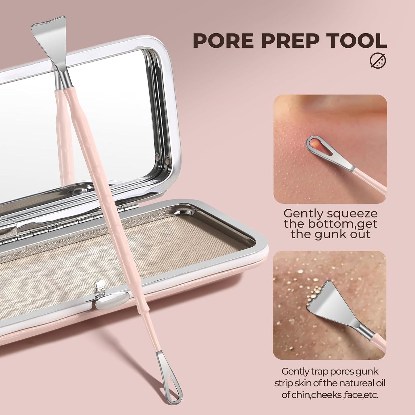 Professional Blackhead Tweezers, Stainless Steel Blackhead Remover Tools, Pimple Popper Tool Kit for Acne Whitehead Blemish, Pore Prep Tool