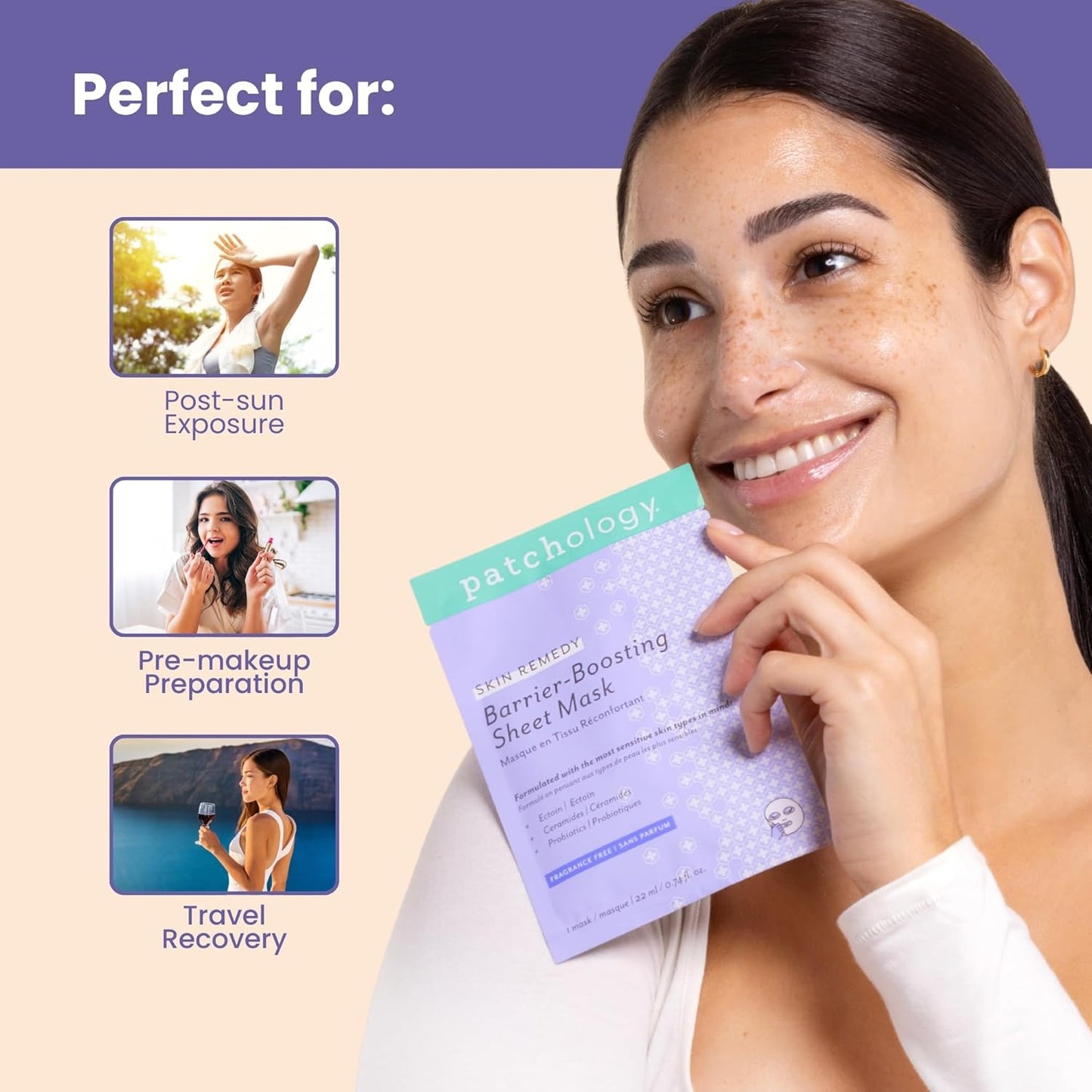 Patchology Skin Remedy Barrier-Boosting Sheet Mask – Single Use Face Mask with Ectoin, Ceramides & Probiotics – Hydrates, Protects & Nourishes – Suitable for Sensitive & All Skin Types