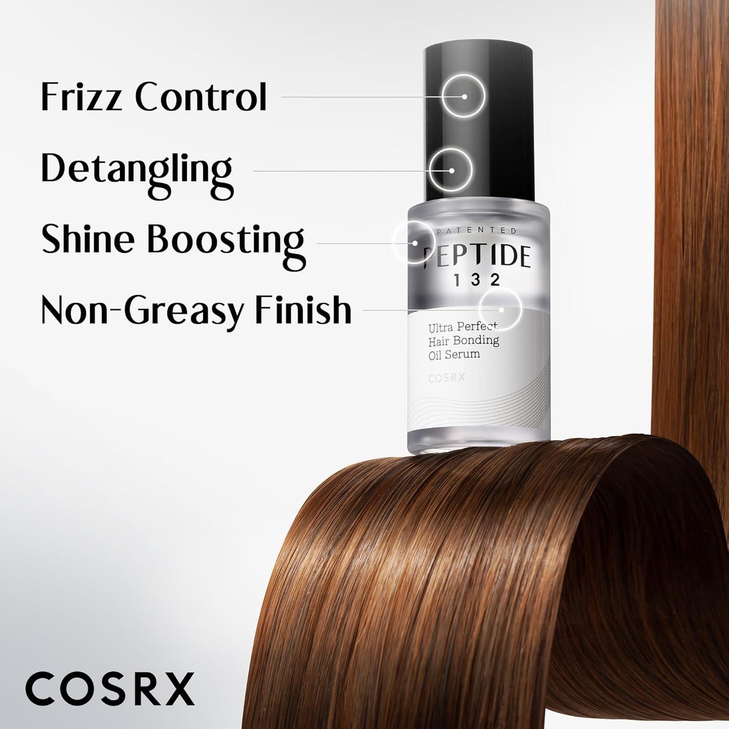 COSRX PEPTIDE 132 Hair Bonding Oil Serum, Travel Size Keratin Treatment for Frizzy, Damaged, Dry Hair – Repairs Split Ends, Adds Hair Gloss with Argan & Jojoba Oils – For All Hair Types – 0.94 fl oz