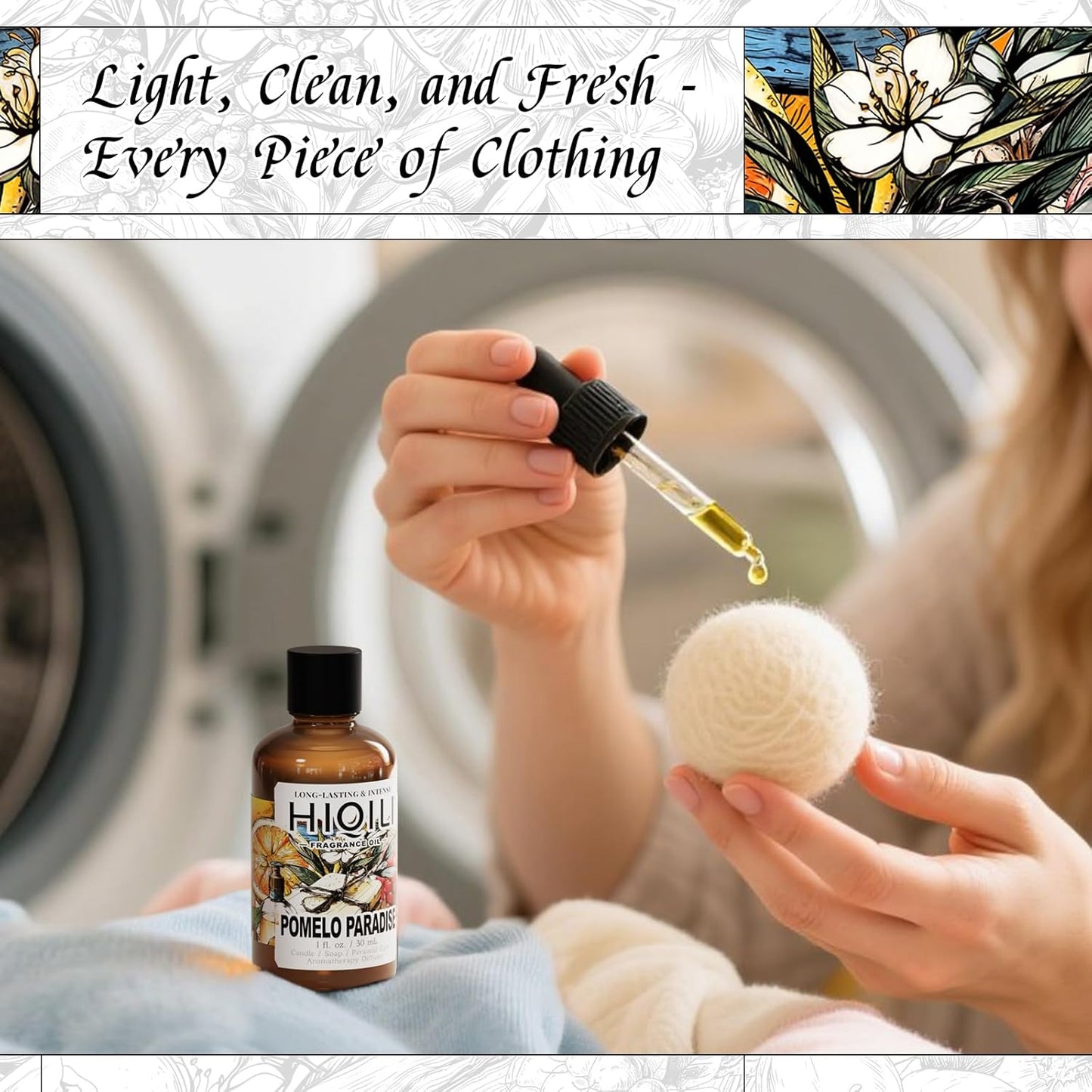 HIQILI Pomelo Paradise Fragrance Oil for Candle & Soap Making, Inspired by Alr-Cologne P.Paradis, Fresh Scents for Home Diffuser, Scenting Skin & Body, Bathroom - 1 Fl Oz