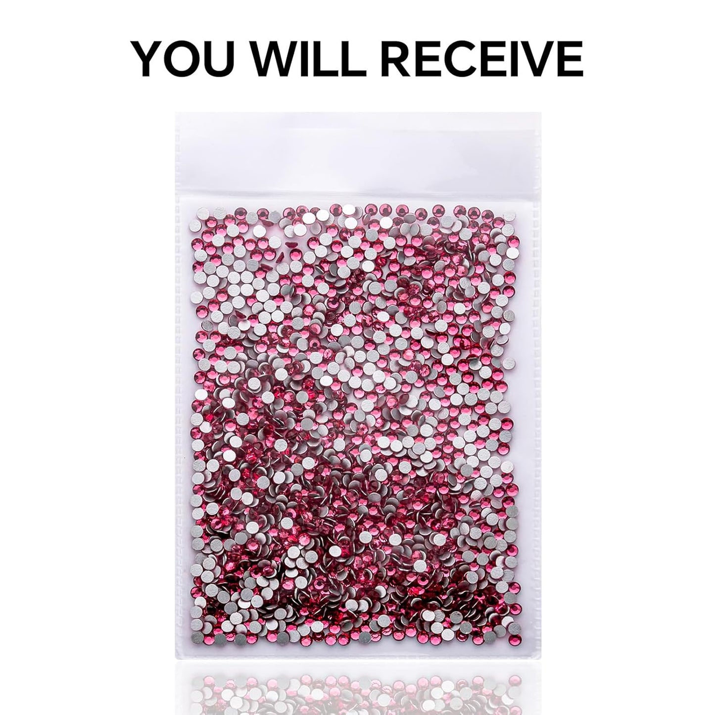 1440Pcs Rose Crystal Rhinestones,Glass Flatback Rhinestones Gemstones Small for Nail Face Makeup Art Crafts Clothes Decoration -(SS8,2.4mm,Rose)