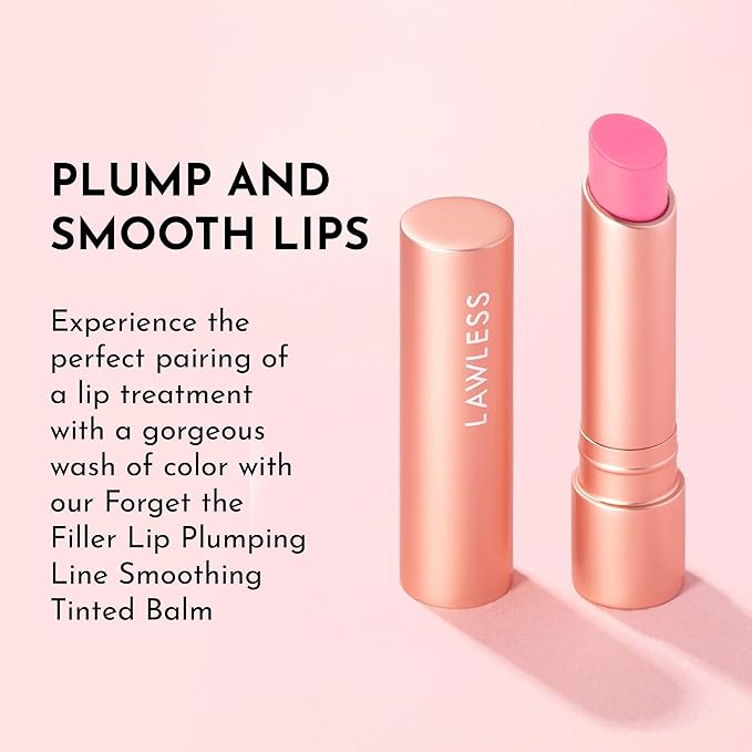 "LAWLESS Forget the Filler Lip Plumping Line-Smoothing Tinted Balm, Baby Doll, Pink, 0.09 Ounce"