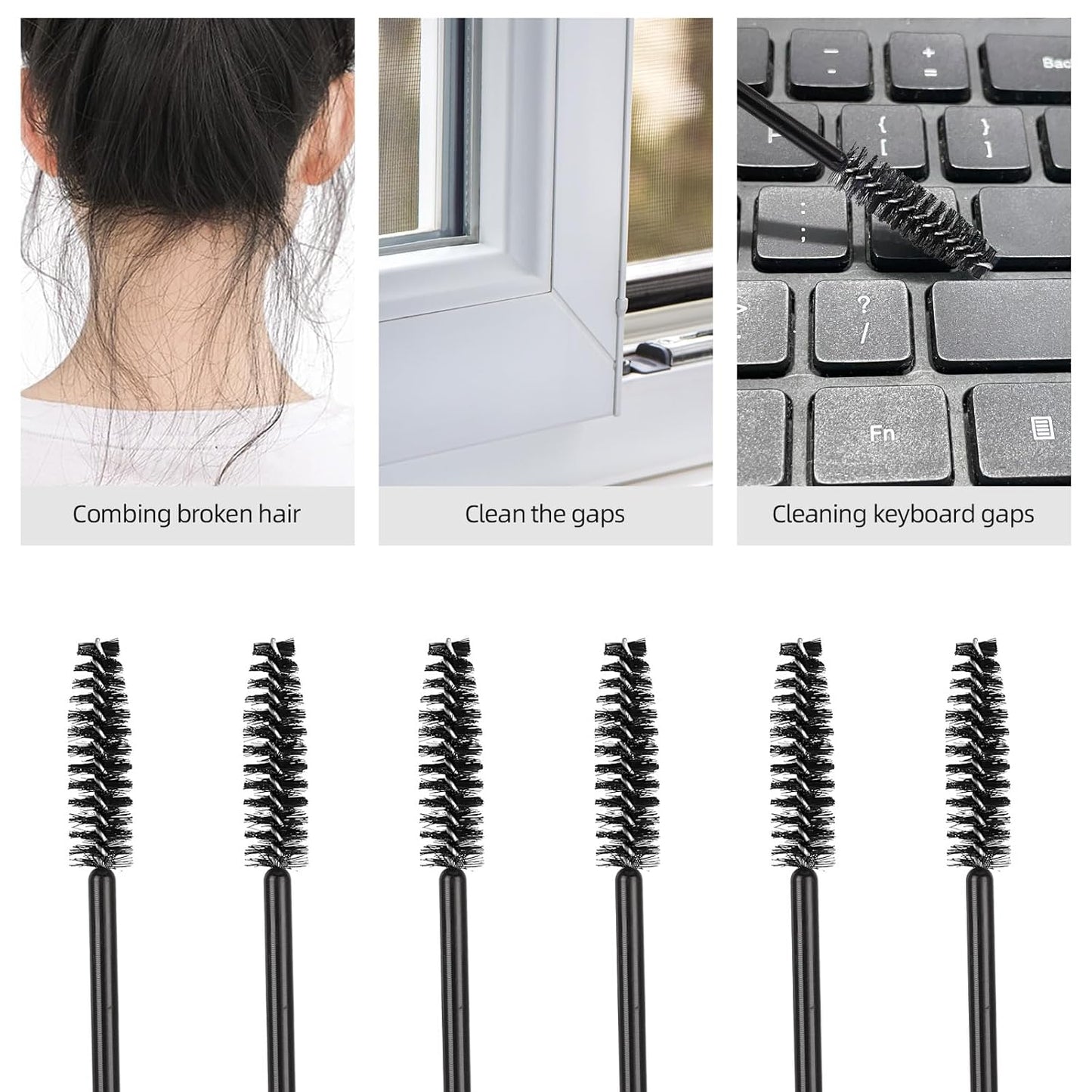 Tbestmax 1200 Disposable Mascara Wands, Spoolies Brush for Eyelash Extensions, Spooly Eyelash Eyebrow Brushes Lash Wand Applicator Makeup Kits - Black