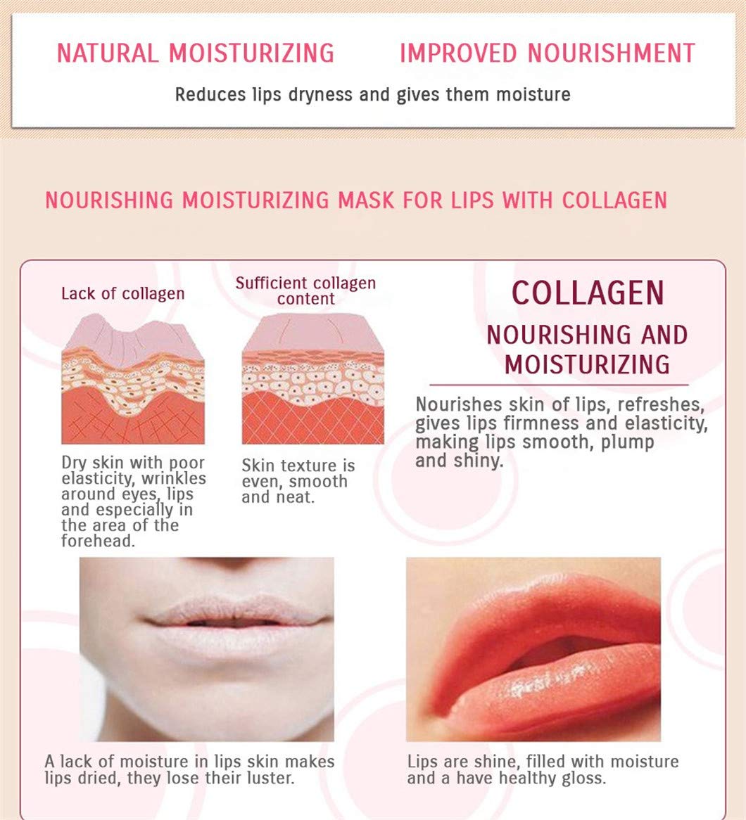 30PCS Collagen Lip Masks,Crystal Moisturizing Lip Care Lip Sheet Lip Patches for Dry Lips & Anti-Chapped, Smoothing Lip Lines, Plumping Your Lips Attractive, Pink