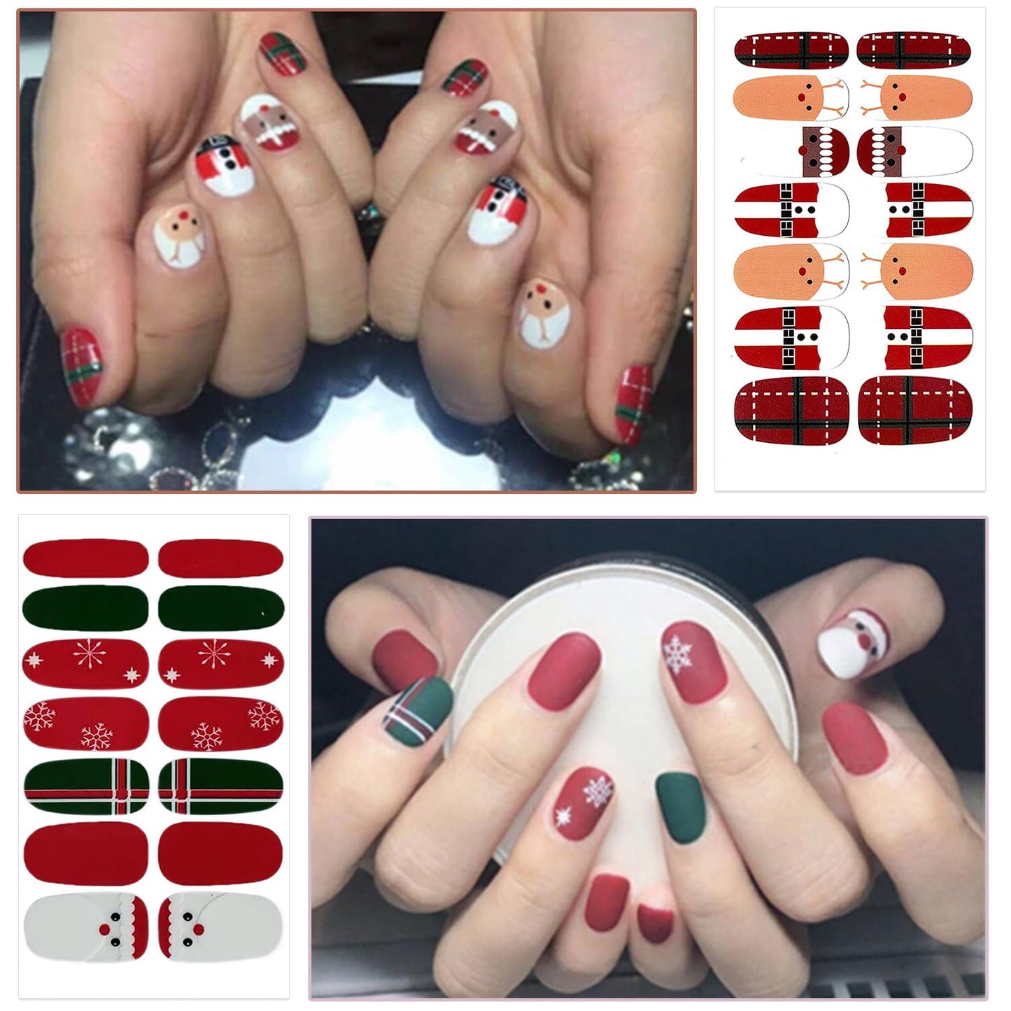 WOKOTO 20 Sheets Christmas Full Wraps Nail Polish Stickers Stick On Nail Polish Strips for Christmas Day Winter Nail Art Decals Gel Nail Wraps Christmas Father Deer Tree Gel Nail Strips Stickers