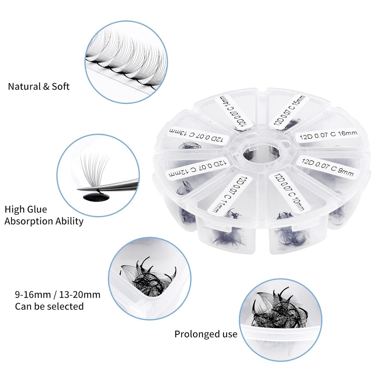 Pre-made Fans Eyelash Extension 500+6D Loose Volume Fans C Curl Premade Volume Fans 9-16mm