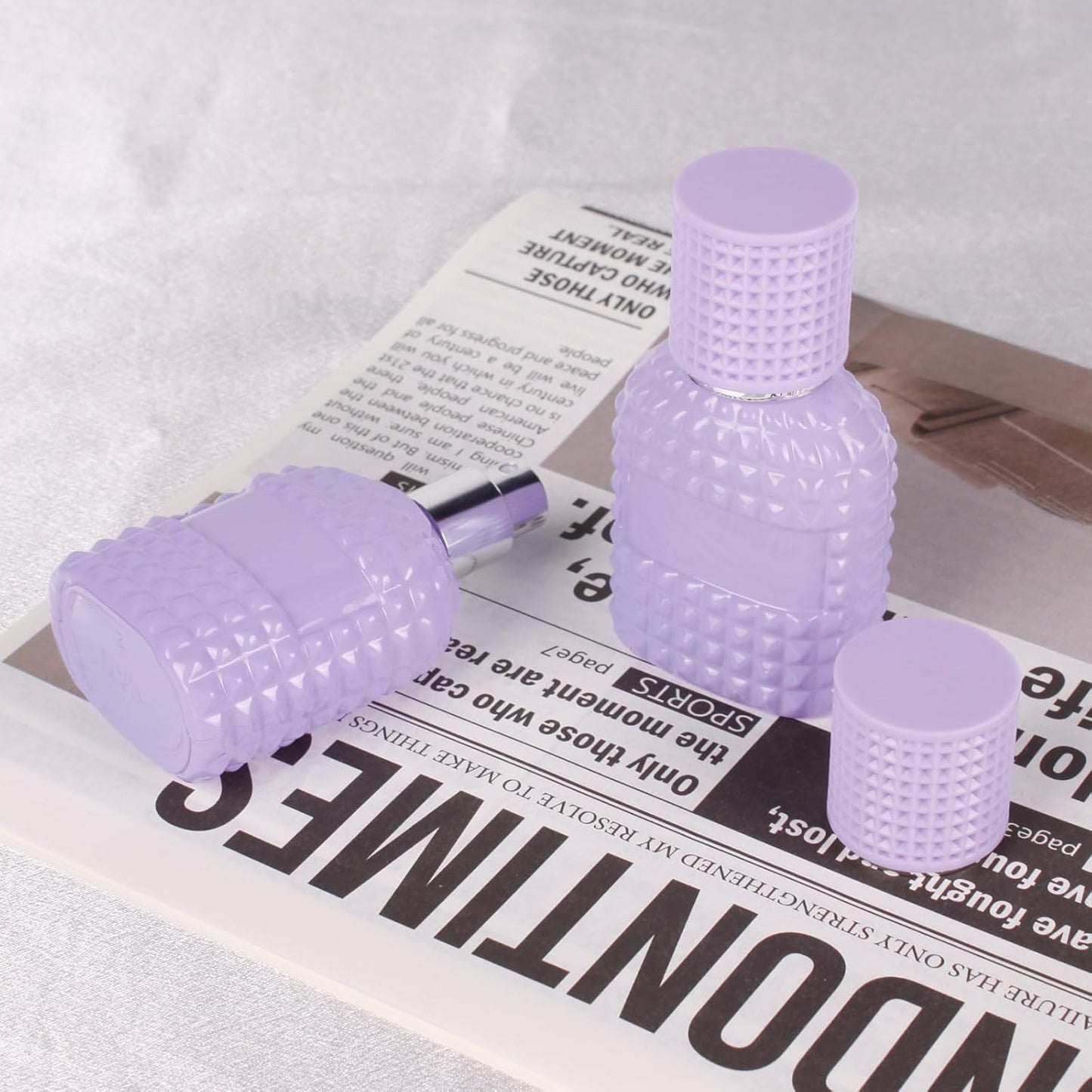 2 Pack 30ml Perfume Spray Bottles Empty, Refillable Glass Fine Mist Atomizer, Portable Travel Perfume Atomizers Fragrance Containers Sprayer for Cleaning, Essential Oils, Liquids (Purple)