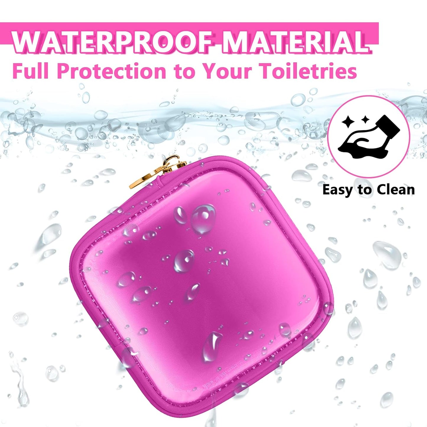 Clear Mini Makeup Bag, Small Nylon&PVC Cosmetic Travel Bag TSA Approved Toiletry Bag with Zipper, Preppy Transparent Coin Purse for Women Men Girls(Mini-Hot Pink)