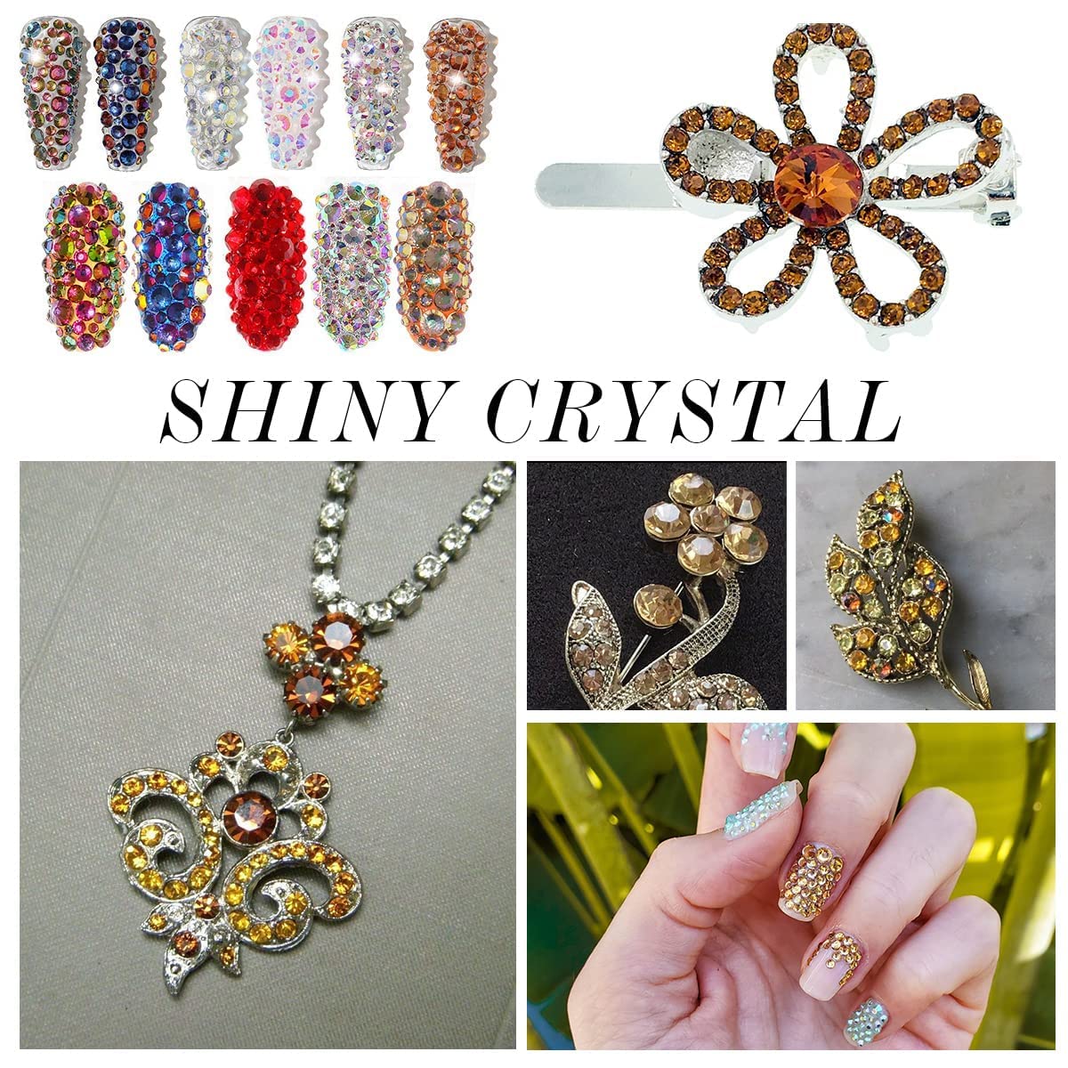 3000Pcs Champagne Crystal Rhinestones,Glass Flatback Rhinestones Mini Gemstones for Nail Face Makeup Art Crafts Clothes Decoration -(SS8,2.4mm,Champagne)