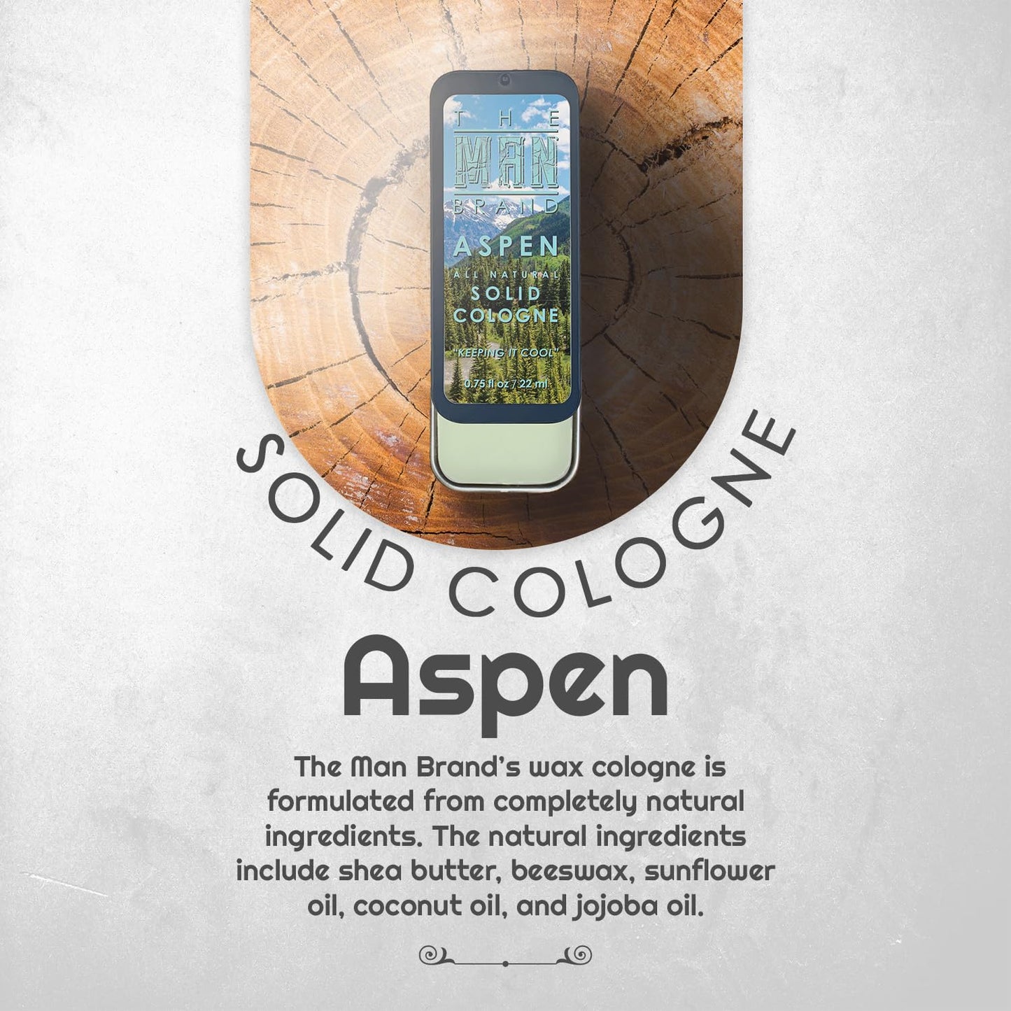 Aspen Solid Cologne for Men - Natural Wax, Redefined Fragrance (0.75 oz)