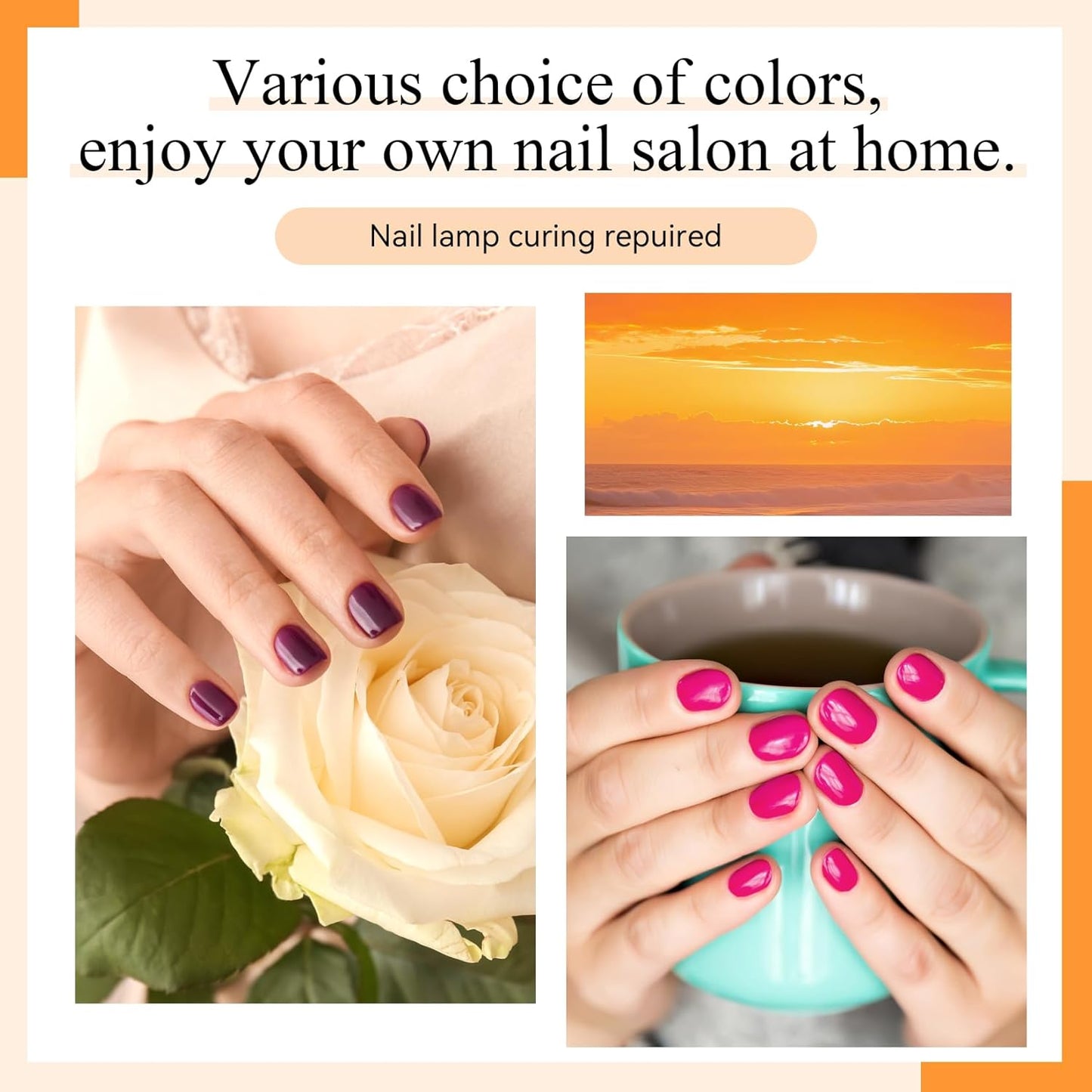 phoenixy Gel Nail Polish 25+5 PCS Nail Polish Set with Pink Tangerine Orange Pink for Women