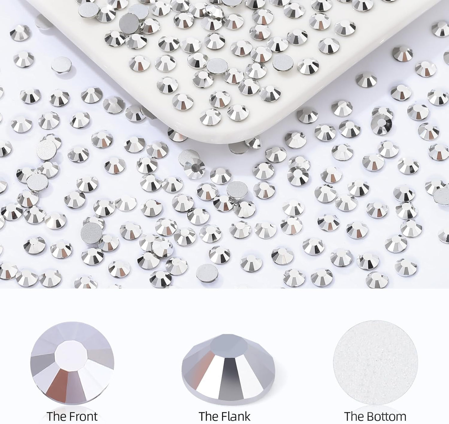 Silver Flatback Rhinestones, Glass Rhinestones for Nail Art and Craft, Glue Fix, Loose Crystal Gemstones(Silver, SS30, 288pcs, 6.4-6.6mm)