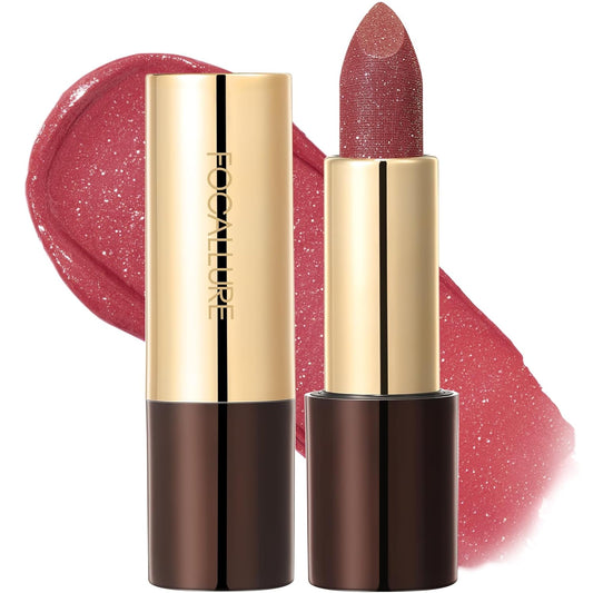 FOCALLURE Glisten Opal Shine Lipstick, High Impact Lip Color, Moisturizing Tinted Lip Balm, Lightweight & Hydrating Formula for Lip Care, ONE BITE