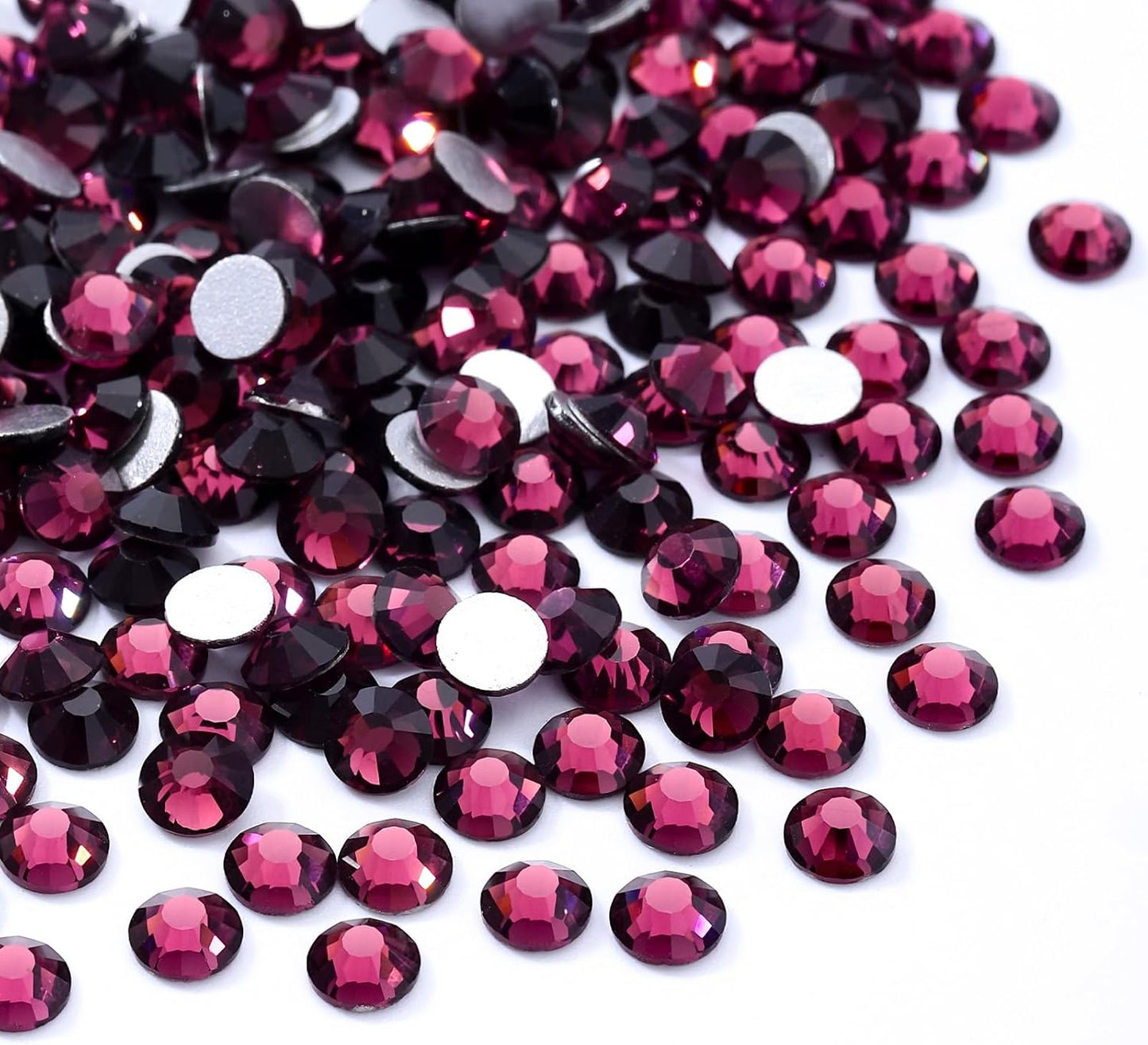 Purple Flatback Rhinestones, Glass Rhinestones for Nail Art and Craft, Glue Fix, Loose Crystal Gemstones(Purple, SS30, 288pcs, 6.4-6.6mm)