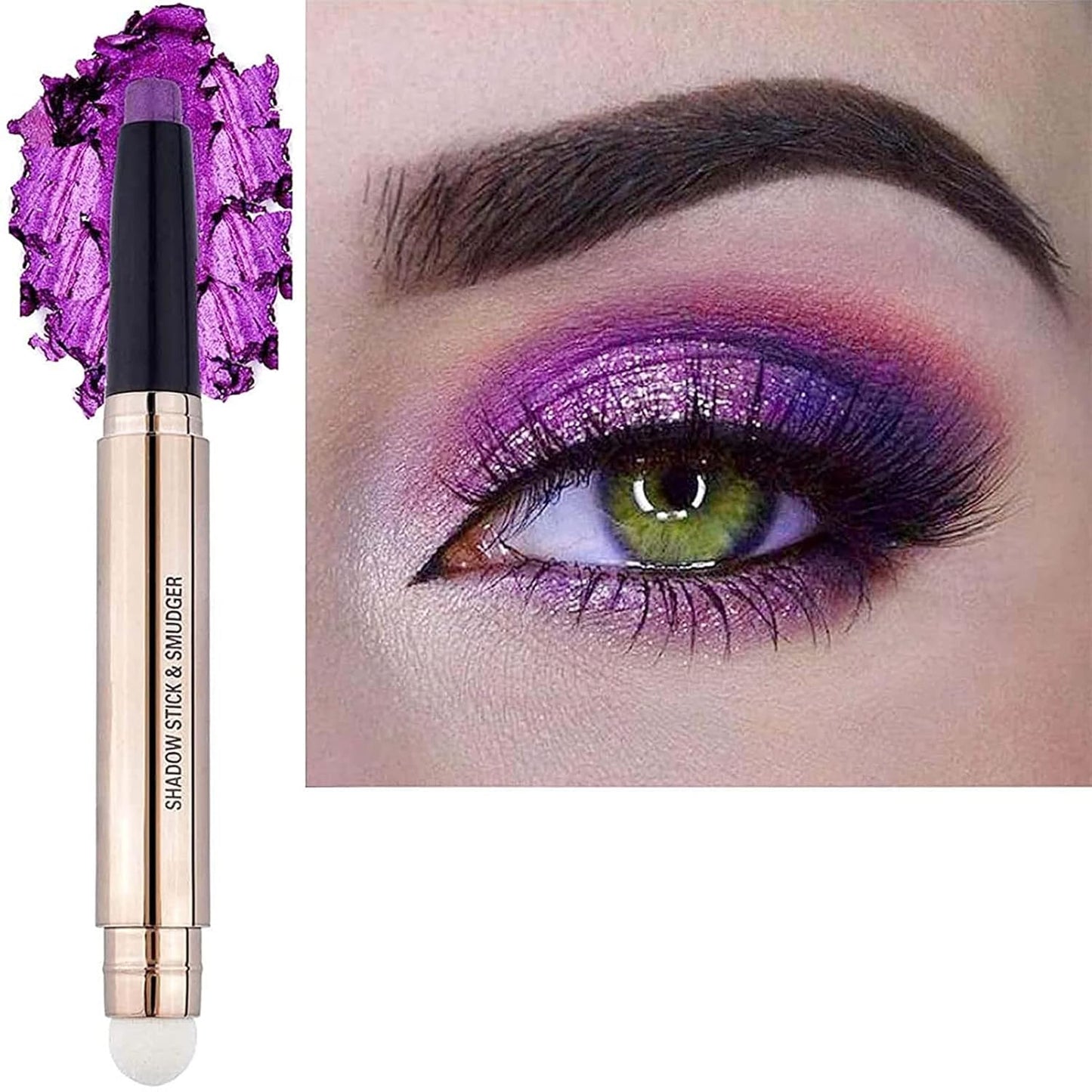 Purple Eyeshadow Stick For Eye Makeup, Cream Shimmer Smooth Glitter Dark Light Matte Single Crayon Primer Eyeshadow Pencil, Hypoallergenic Natural Waterproof Long Lasting Eye Shadow Eyes Look
