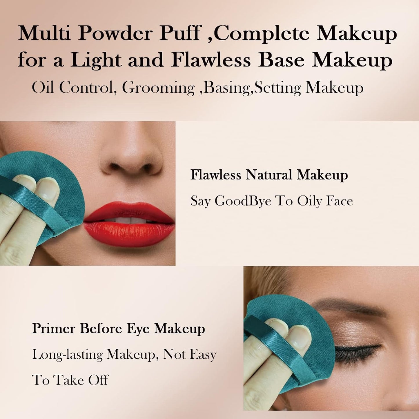 Powder Puffs Daubigny 6 Pieces Powder Puff Face Soft Triangle Makeup Puff for Loose Powder Mineral Powder Body Powder Velour Cosmetic Foundation Blender Sponge Beauty Makeup Tools(Peacock Blue)