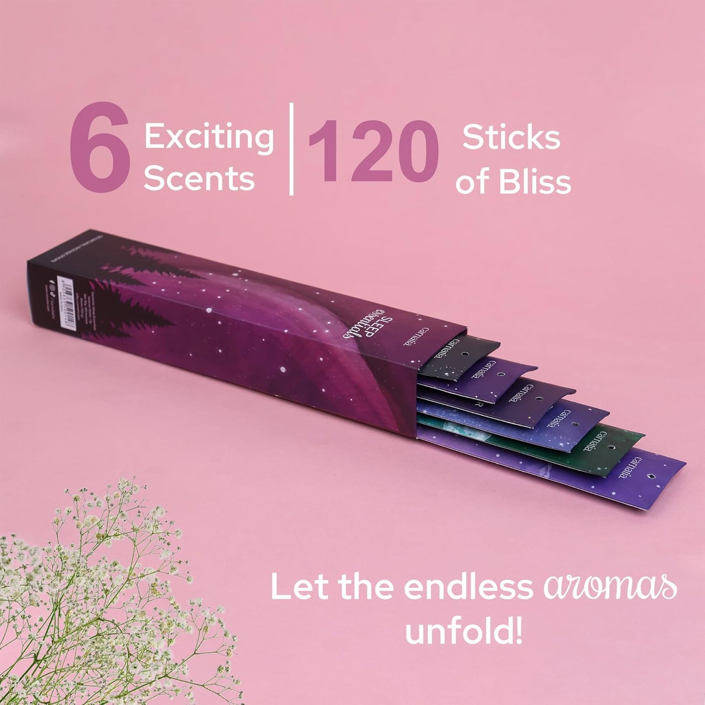Carnatia Sleep Essentials Incense Sticks – Set of 6 Relaxing Scents for Deep Sleep, Stress Relief & Calm | Natural, Slow-Burning Aromatherapy for Restful Nights, Better Sleep & Evening Rituals!
