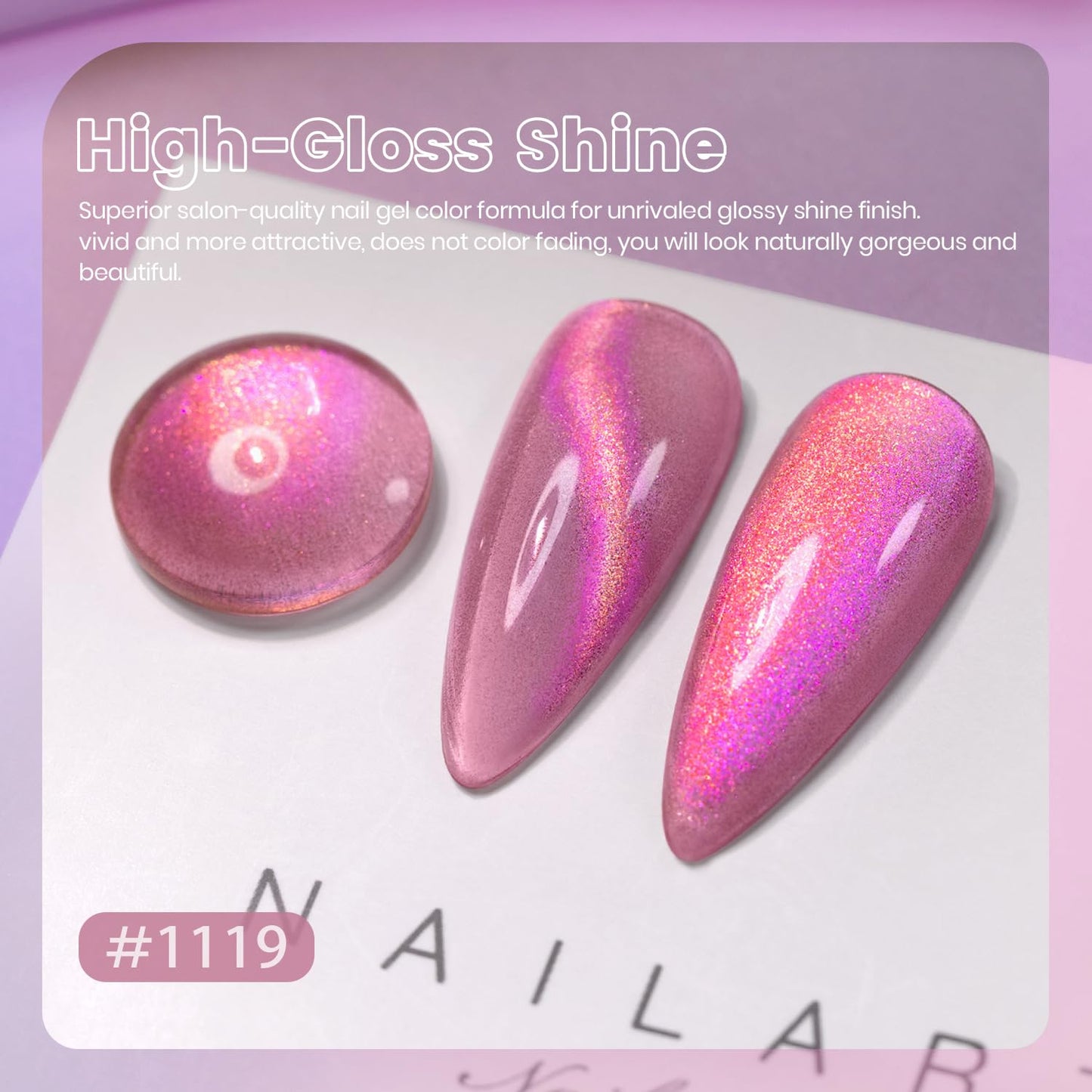 RARJSM Rose Pink Aurora Cat Eye Gel Nail Polish Multichrome Color Glitter Fuchsia Candy Glass Diamond Cat Eye Gel Polish with Magnet Stick Soak off UV LED Curing Requires Home Salon Diy Nail Art