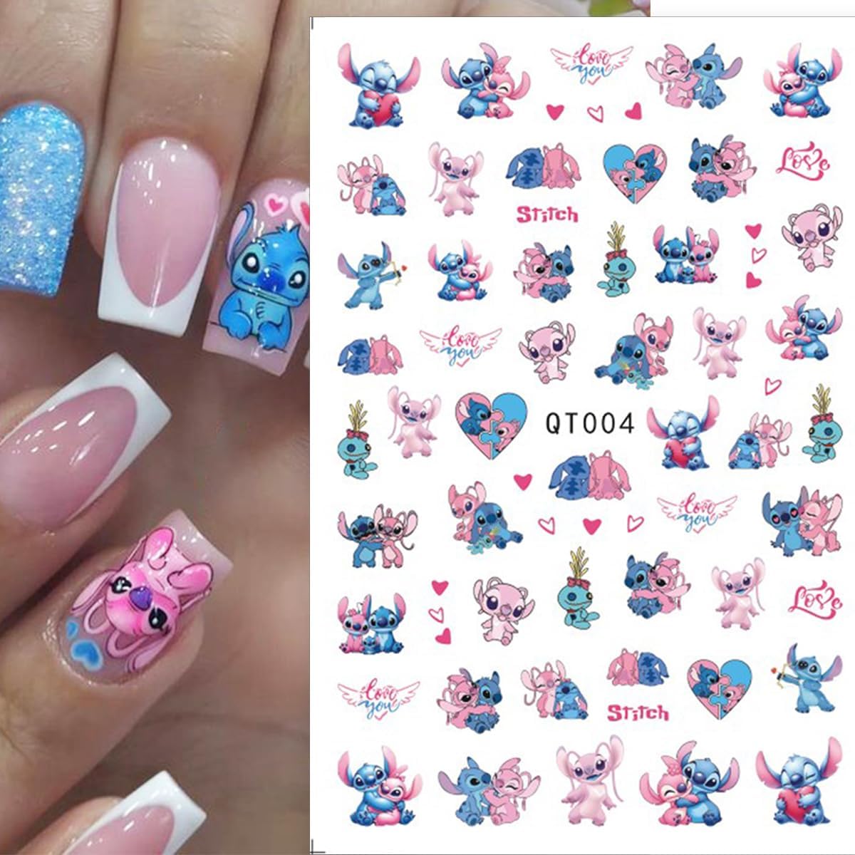 6 Sheets Cute Nail Art Stickers Self-Adhesive 3D Nail Sticker Cartoon Nail Decals Kawaii Party Favors Nails Decoration Gifts for Girls Women Nail Art Design Sticker