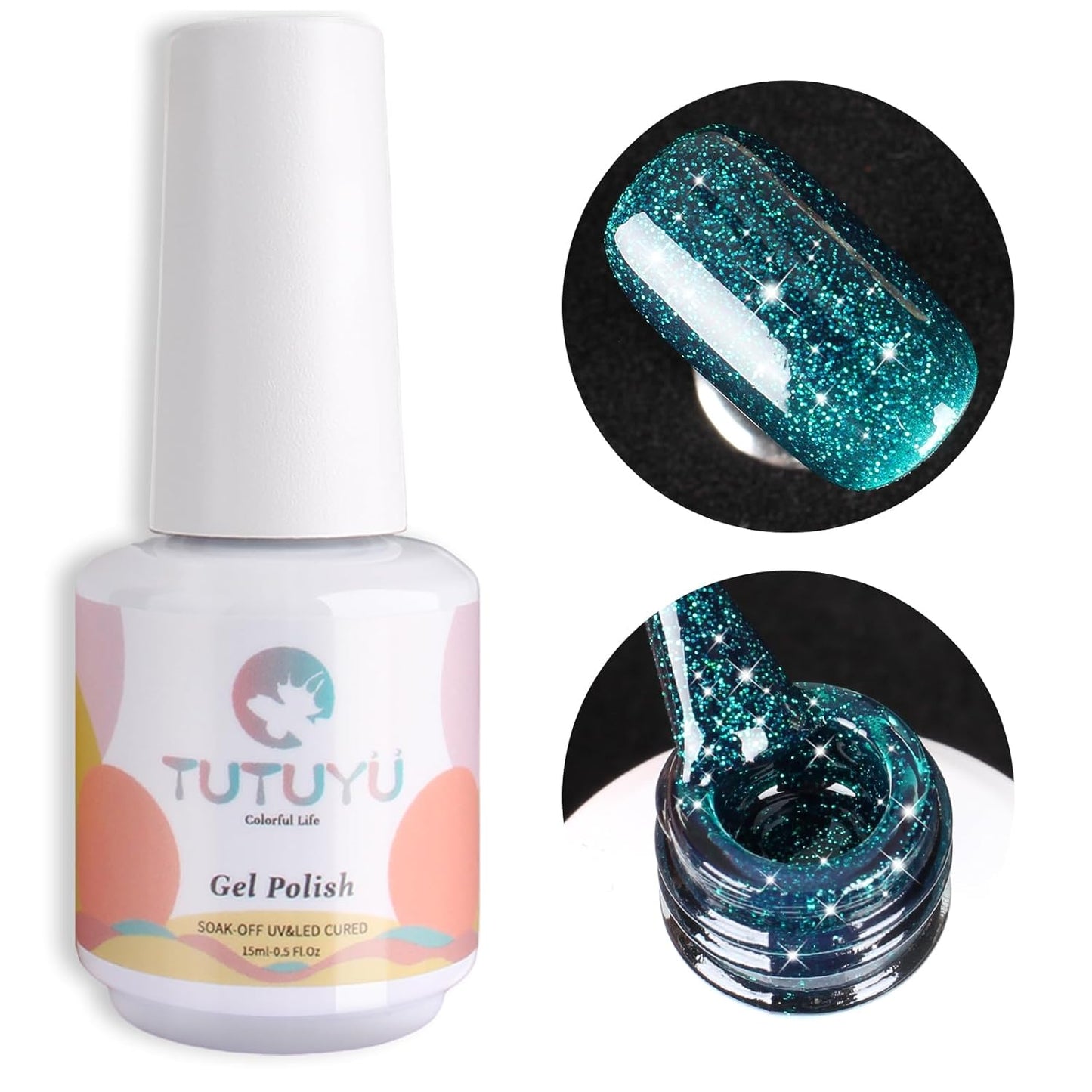 Glitter Gel Polish, Sparkly Shimmer Green Gel Nail Polish, 15ml Soak Off UV Gel Nail Polish for DIY Manicure, St. Patrick's Day Christmas Green Color Gel - GP0063