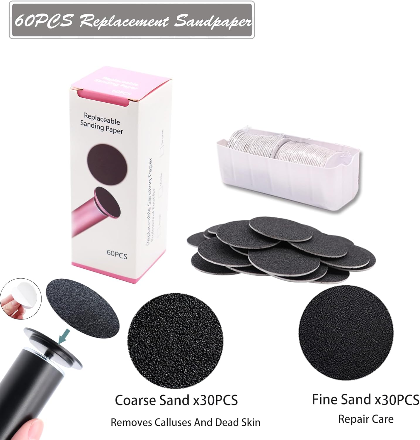 Electric Feet Callus Remover Professional Powerful Foot File Pedicure Grinder Sanders with 60PCS Replacement Sandpaper Discs Heel Scraper for Dead Dry Crack Skin Calluses Speed Adjustable Black