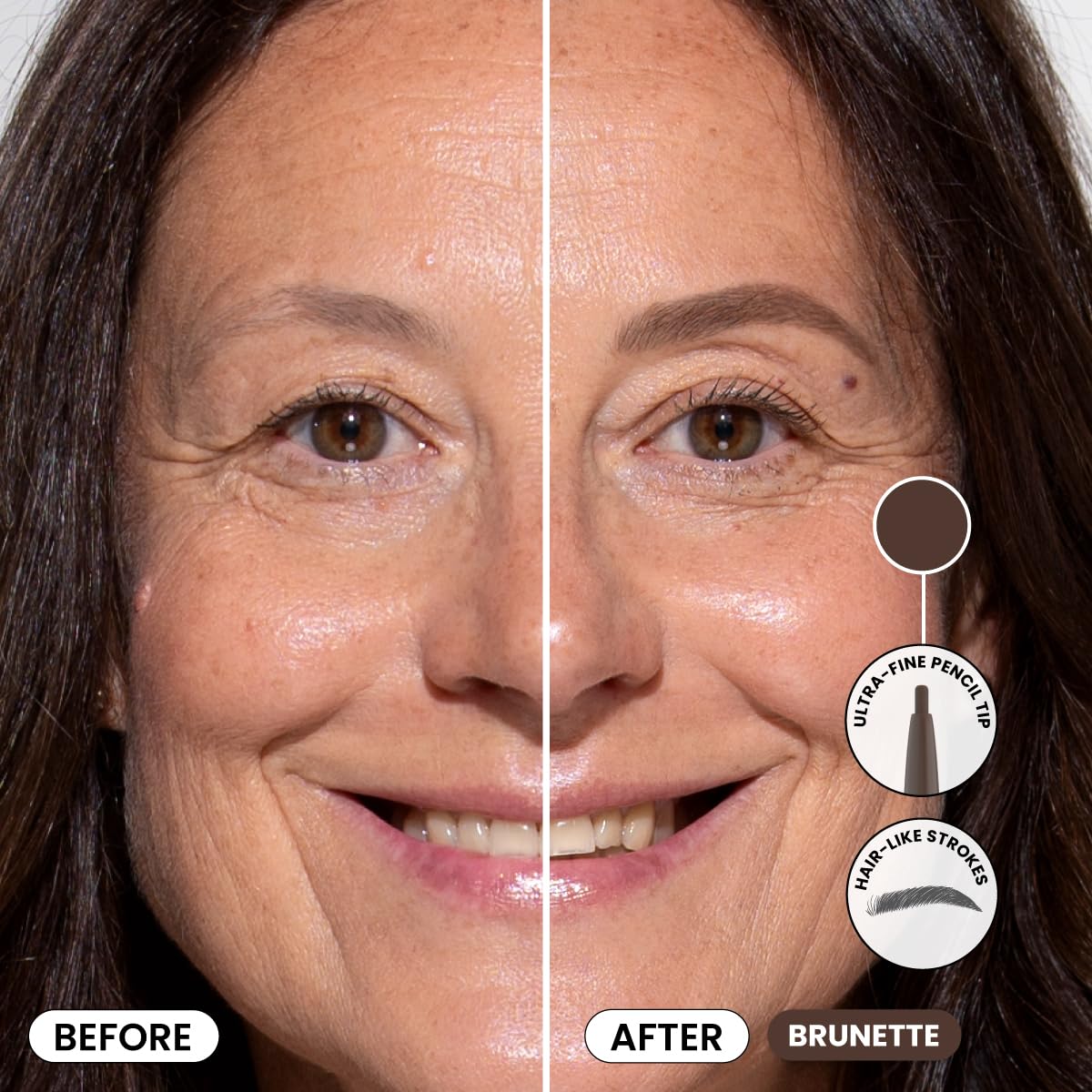 PrimeBrow Pencil for Mature Women – Ultra-Precise Tip for Natural, Hair-Like Strokes – Smudge-Proof & Long-Lasting Wear – Great for Thinning, Sparse, or Graying Brows (Brunette)