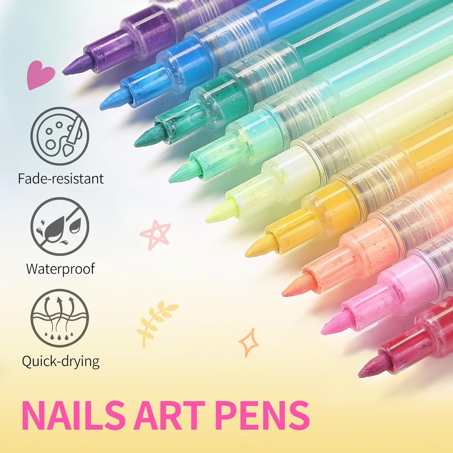 BORN PRETTY Nail Art Pens Set 12 Colors - Halloween Neon Colors 3D Nail Polish Acrylic Paint Pens Quick Dry Nail Markers for Halloween Nail Art Drawing Painting Dotting Liner Pen DIY Manicure Tools