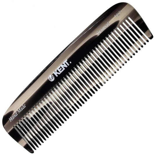 Kent 12T G Wide Tooth Detangling Comb - Handmade Pocket Comb for Thick, Curly, Wavy Hair - Large Tooth Hair and Beard Grooming Comb, Saw-Cut and Hand Polished