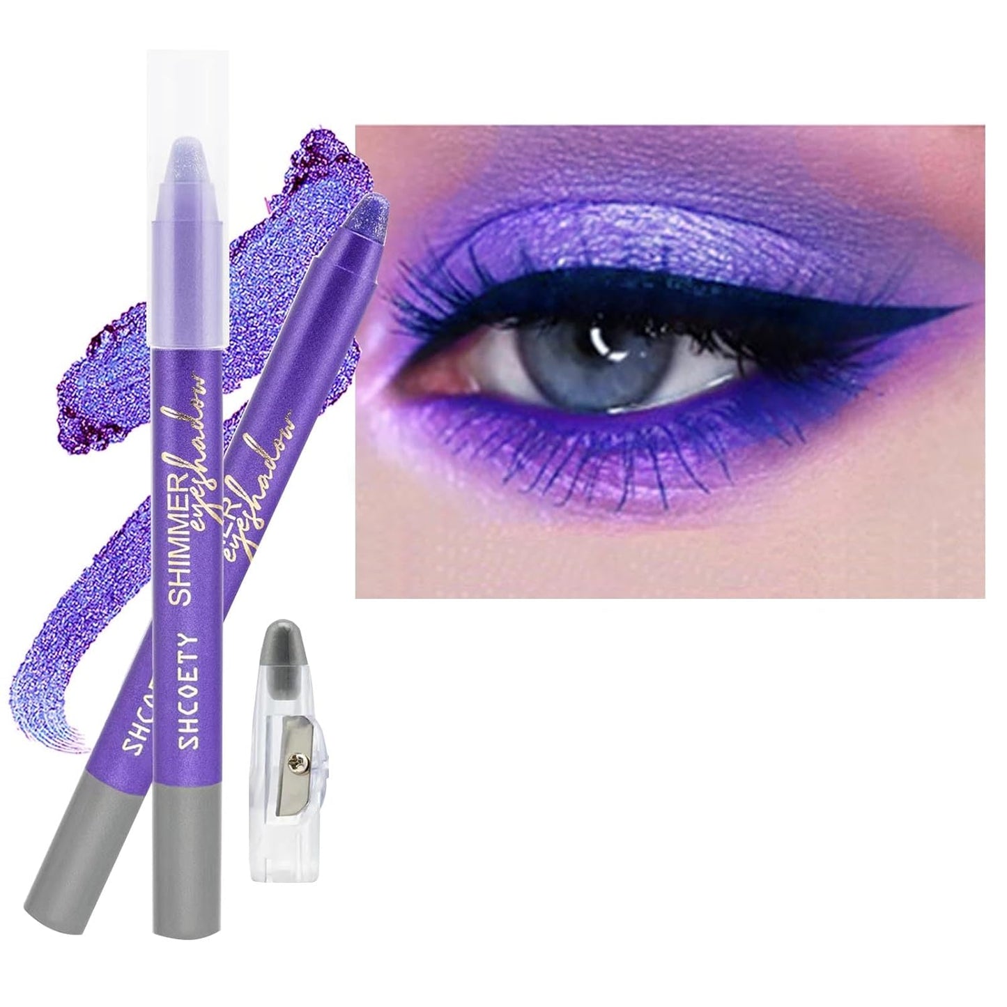 Purple Eyeshadow Stick, Highlighter Eye Liner,Eye Brightener Stick, Shimmer Creamy eyeshadow, Waterproof Eyeshadow Pencil Long Lasting Eye Shadow Makeup.#3 purple shimmer