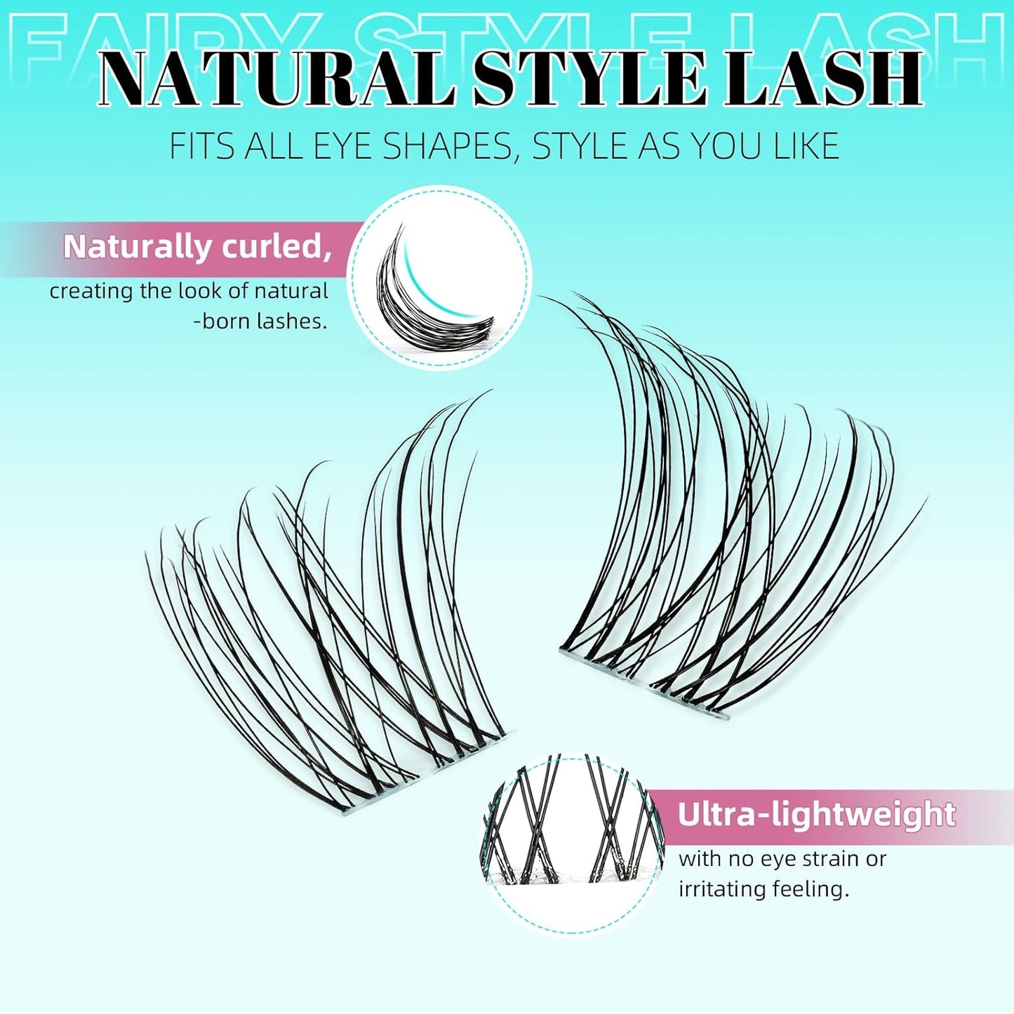 Lash Clusters 160PCS Invisible Eyelash Band Clusters with Natural Eyelashes Cluster Wide Stem Eyelash Extensions Individual Wispy Lashes Cluster(Lavendy,D-Mix8-16mm)