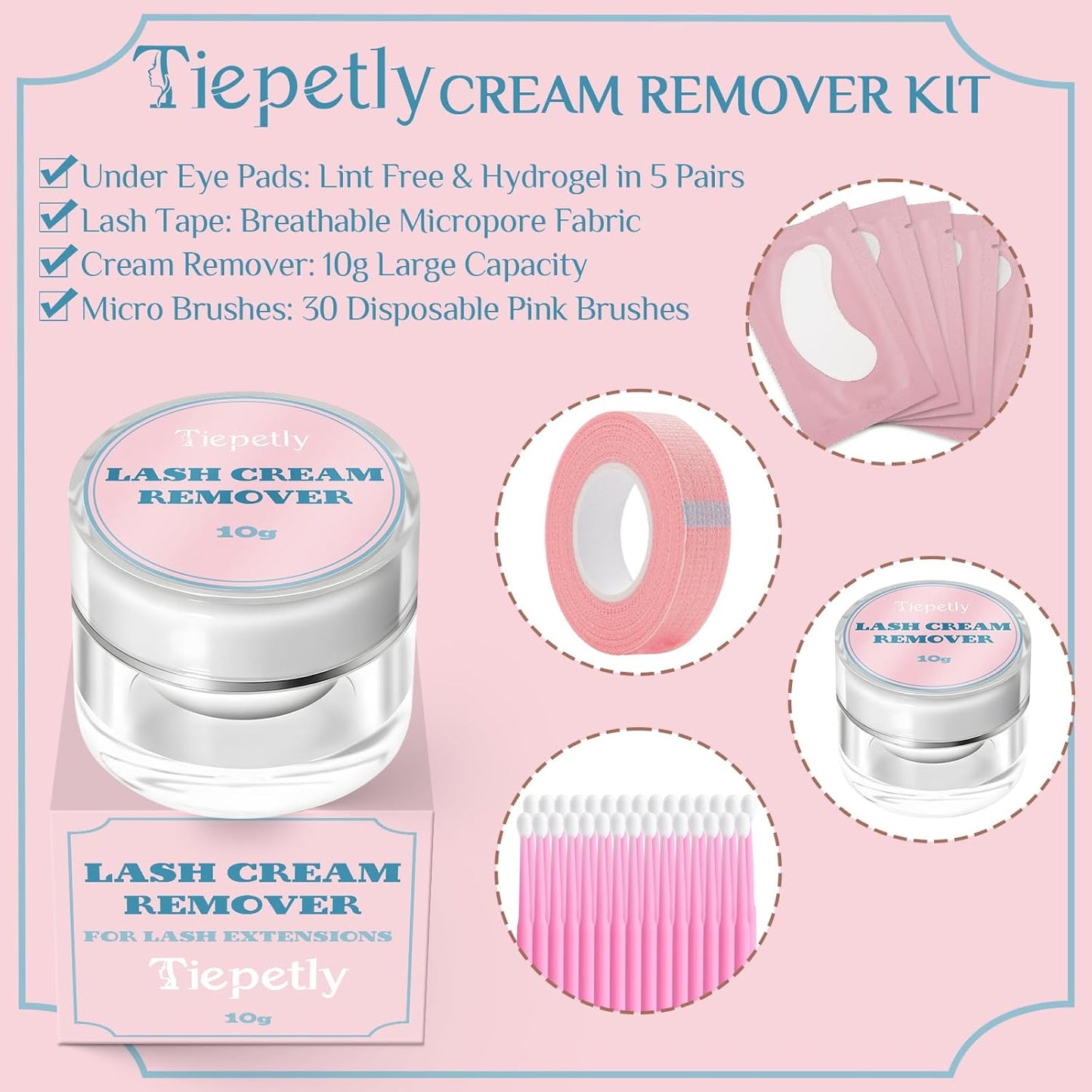 Tiepetly Eyelash Extension Remover, Dissolves Powerful Lash Extension Remover, Low Irritation, for Professional or Salon Use (10 g)