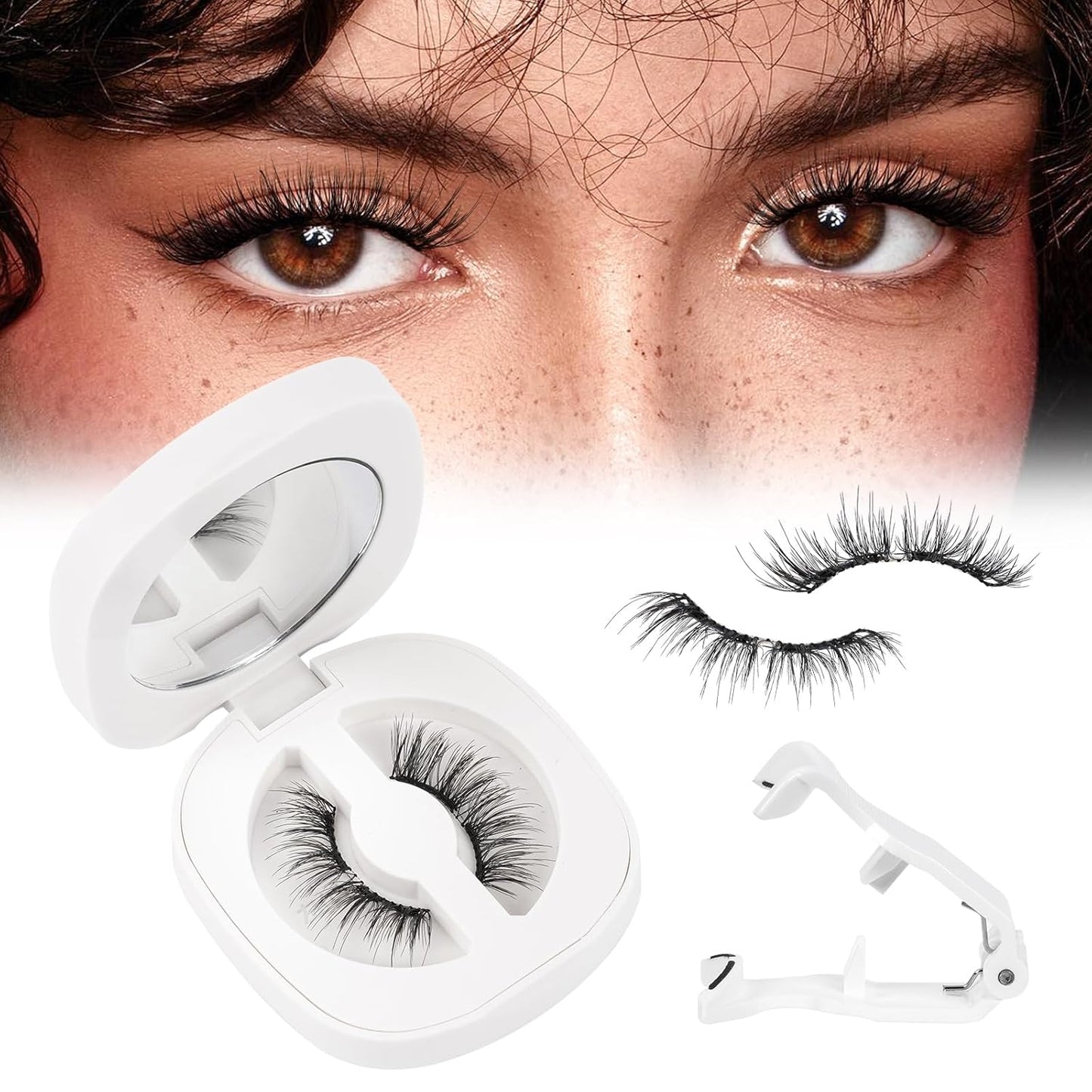 KEYYOU Magnetic Eyelashes Kit: No Glue Reusable Eyelashes, Single Pair, Radiant, Black, Faux Mink, Soft, Lightweight, Natural Appearance