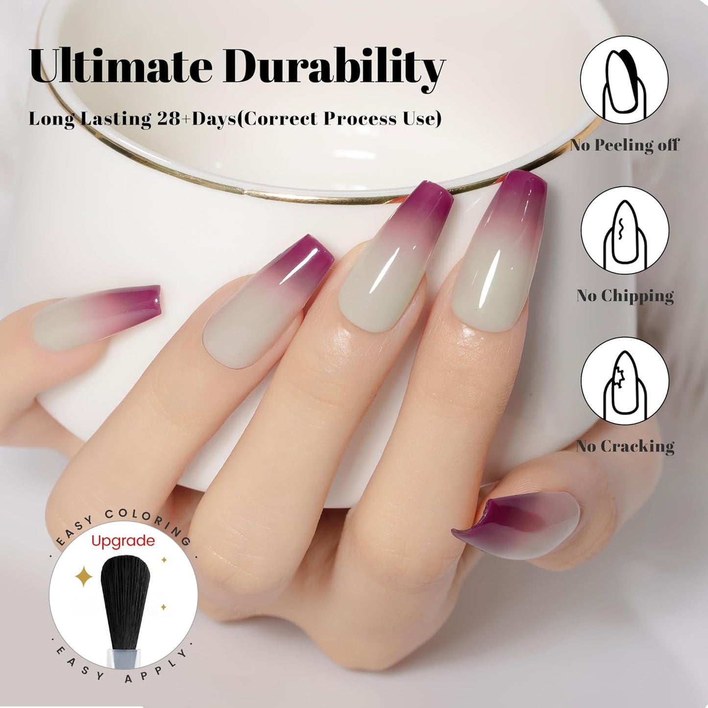 YTD Likomey Color Changing Gel Nail Polish,15ml Green to Grape Purple Mood Temperature Change Colors UV Nail Gel,Fall Winter Thermal Ombre Salon Manicure Nails Varnish,WB427