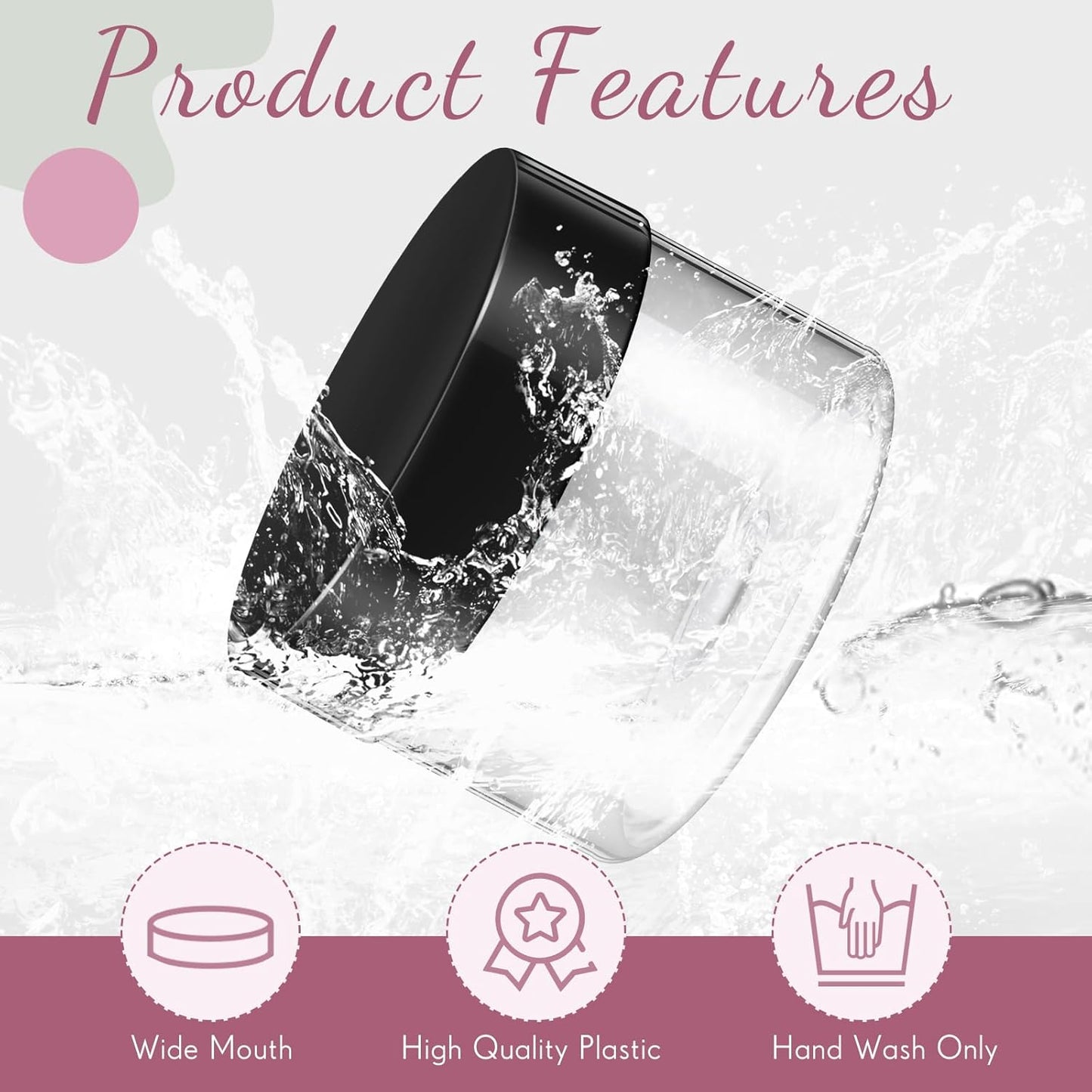 SATINIOR 36 Pieces 4 oz Plastic Jars with Lids Wide Mouth Airtight Reusable Container Acrylic Cosmetic Small Jars for Lotions Ointments Travel Toiletries Creams Make up Storage(Black)