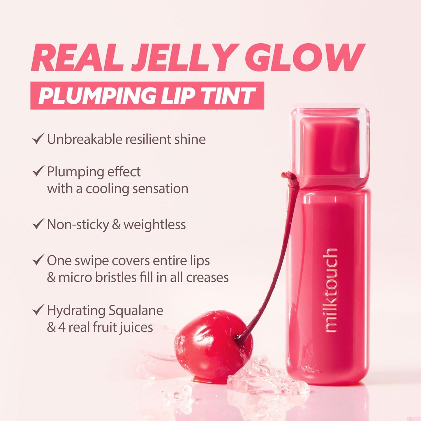 MILKTOUCH Jelly Lip Glow Tint - Hydrating Lip Gloss with Long-Lasting Moisture, Lip Stain, Lightweight, Radiant Shine, Perfect for Daily Use, Valentines Gifts, Korean Lip Oil (01 New Peach Bear)