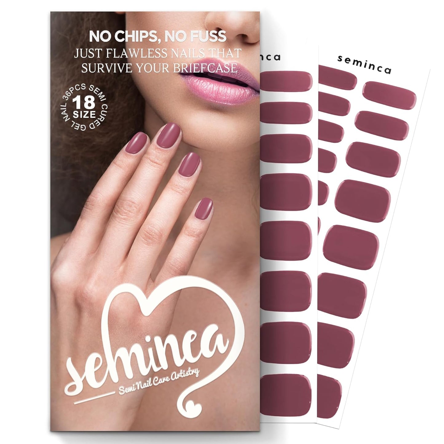 Semi Cured Gel Nail Strips-Salon Quality Semi-Cured Gel Press On Nails Stickers Perfect for Busy Women & Parents Works with Any UV/LED Lamps(Ochre)