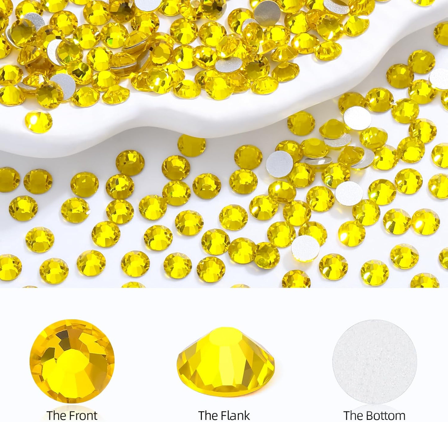 Citrine Flatback Rhinestones, Glass Rhinestones for Nail Art and Craft, Glue Fix, Loose Crystal Gemstones(Yellow, SS16, 1440pcs, 3.8-4.0mm)