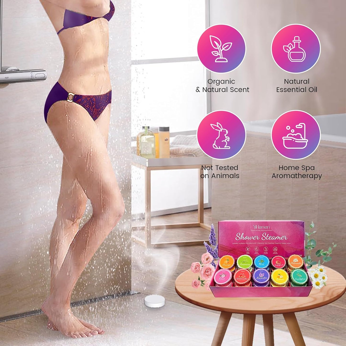 2SET 40PCS Shower Steamers Aromatherapy for Women or Men, 10 Scents Organic Shower Bombs, Relaxation with Organic Essential Oils, Birthday Self Care Gift for Women（80 PCS）